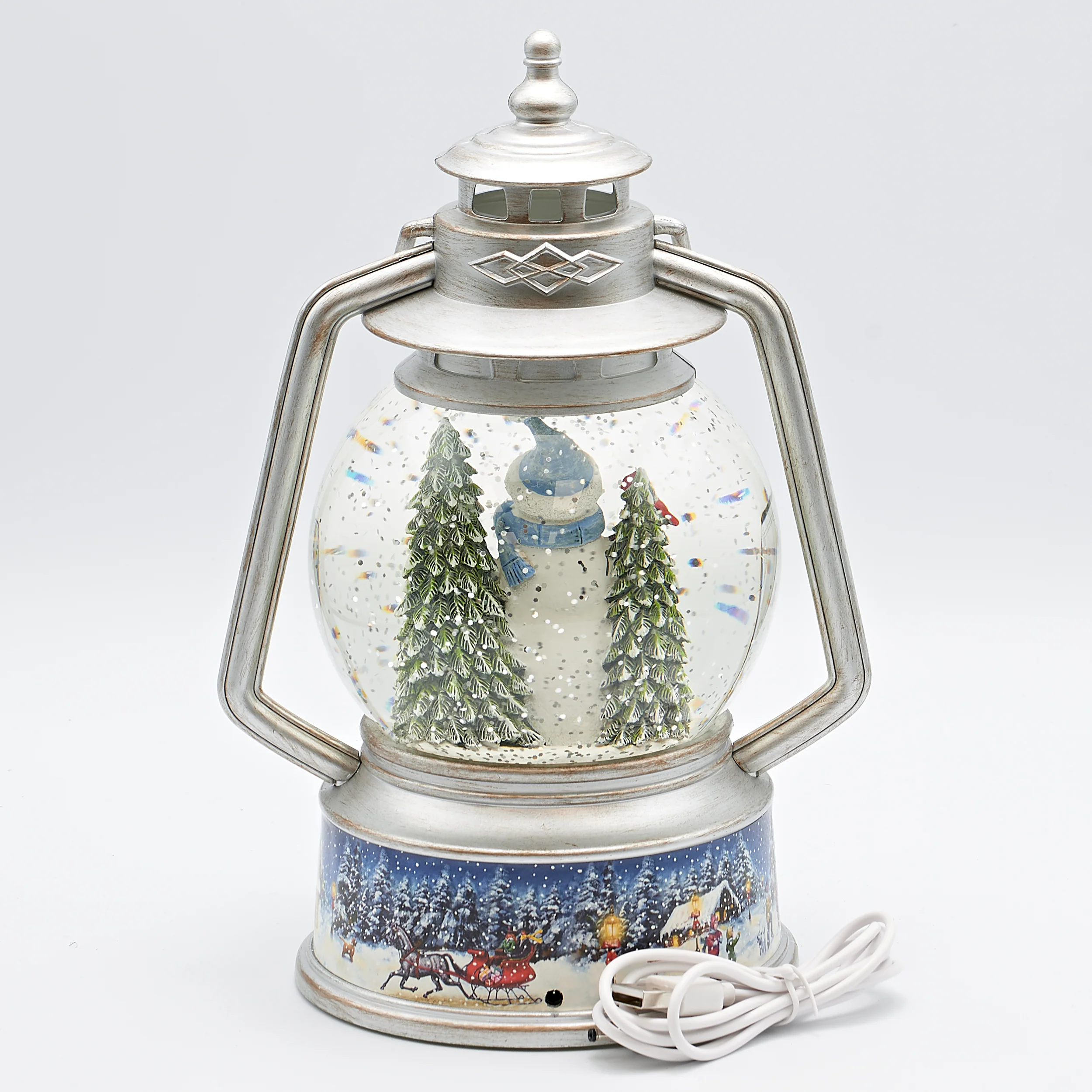 Confetti Lites Lighted Swirl Lantern with Snowman & Village Scene Base - Image 3