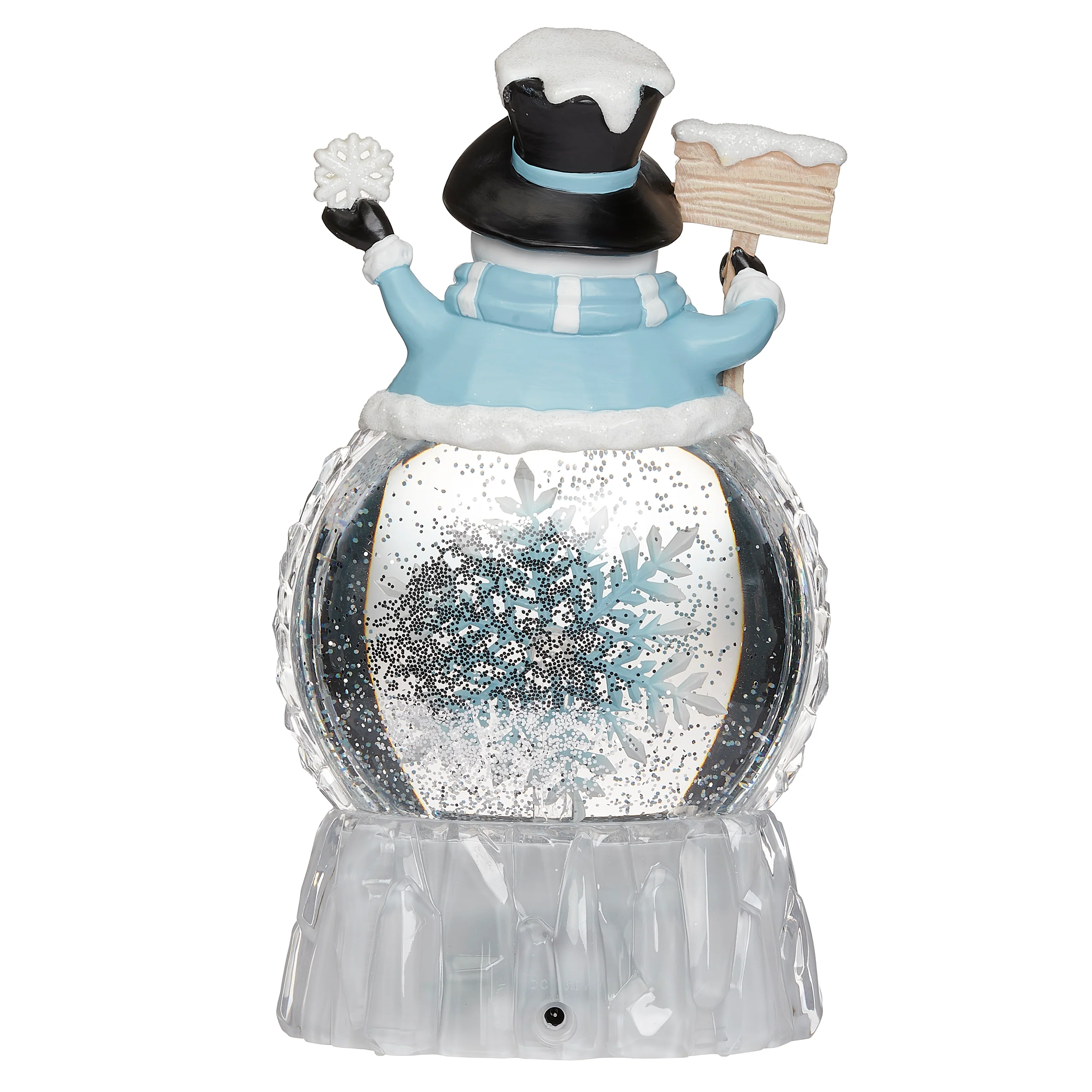 Glitterdome Lighted Swirl Snowman with Rotating Snowflake - Image 2
