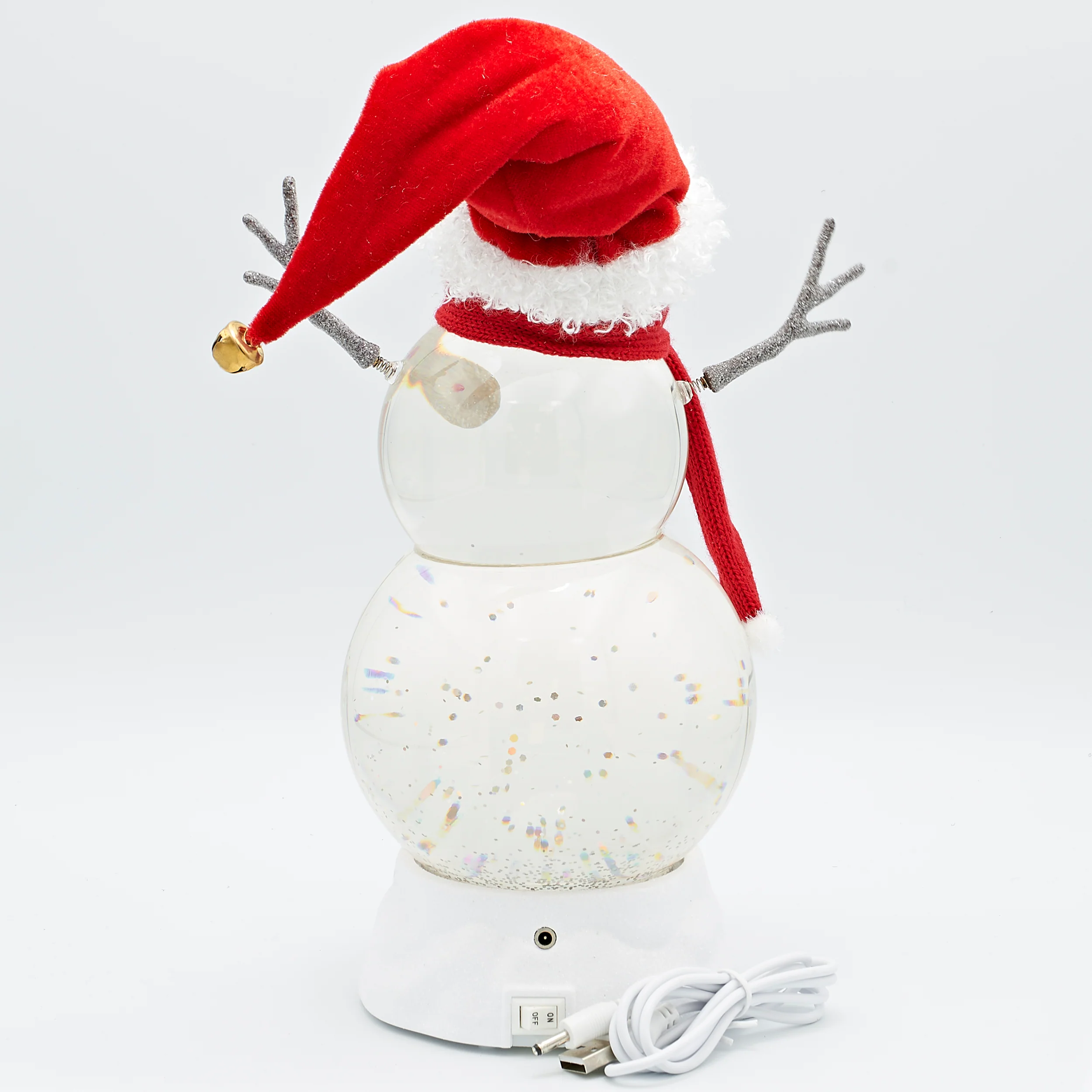 Confetti Lites Lighted Swirl Snowman with a Jingling Santa Hat & Twig Arms - Image 3