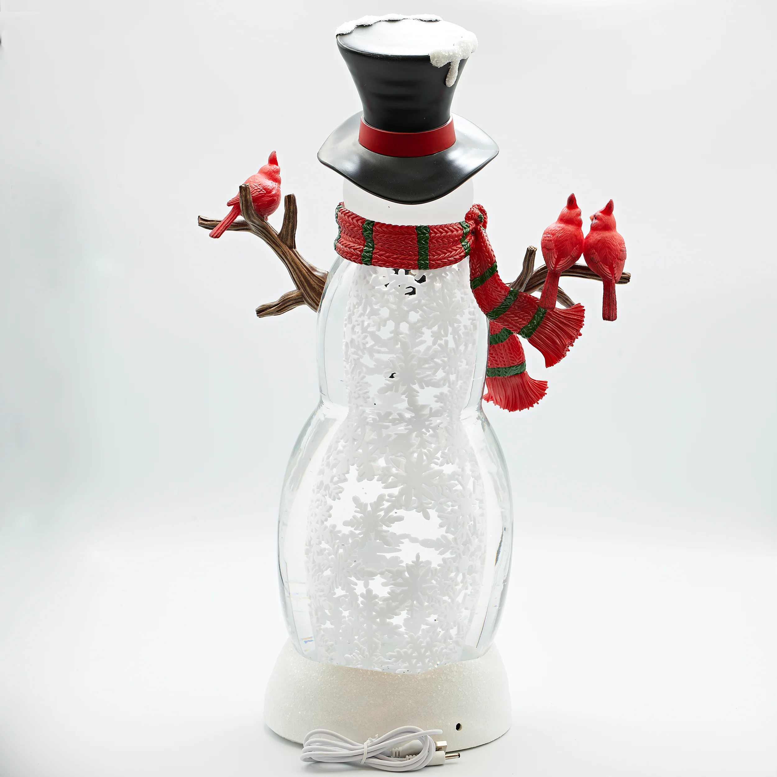 Confetti Lites Lighted Swirl Snowman with Red and Green Scarf & Cardinals - Image 3