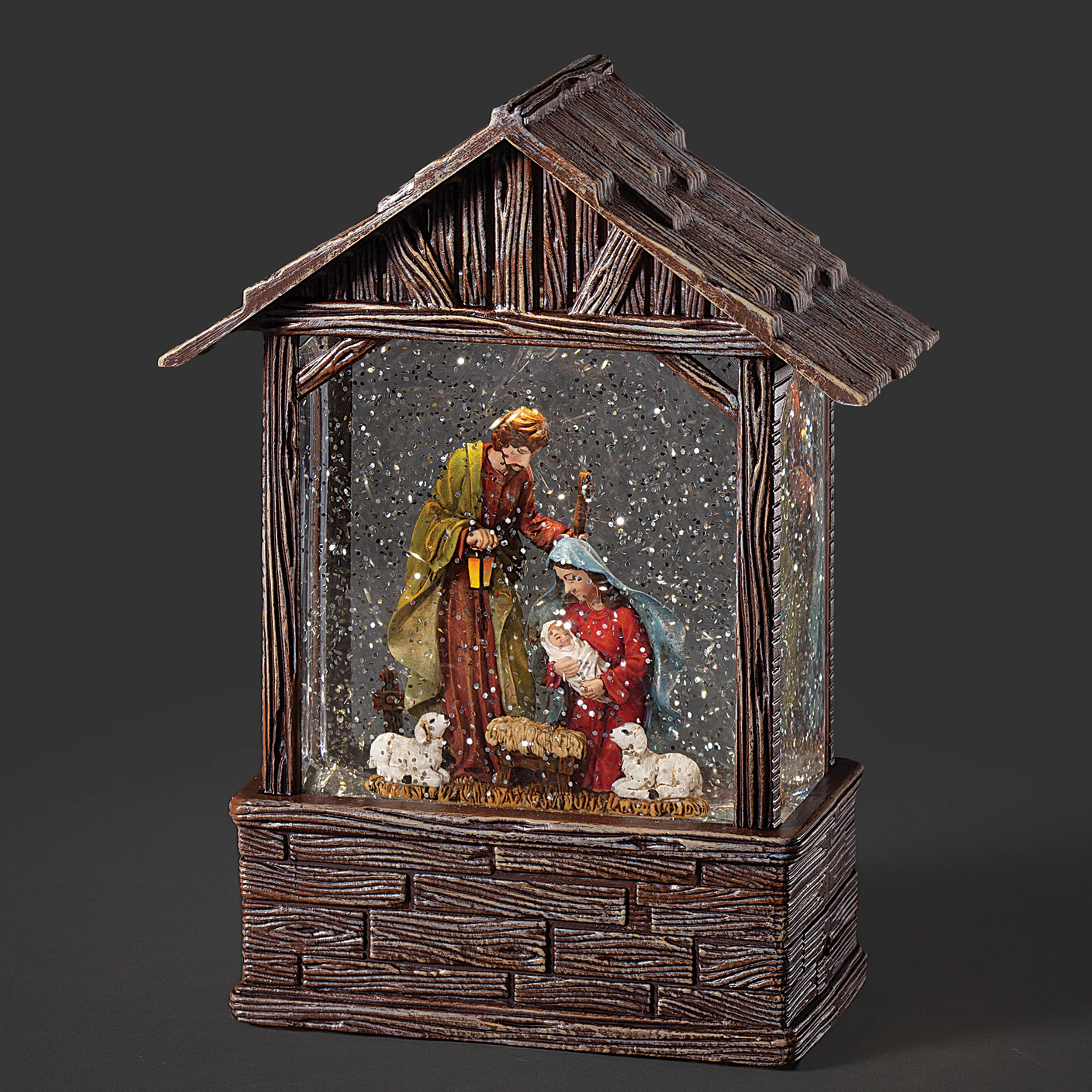 Confetti Lites Lighted Swirl Nativity Stable with Holy Family