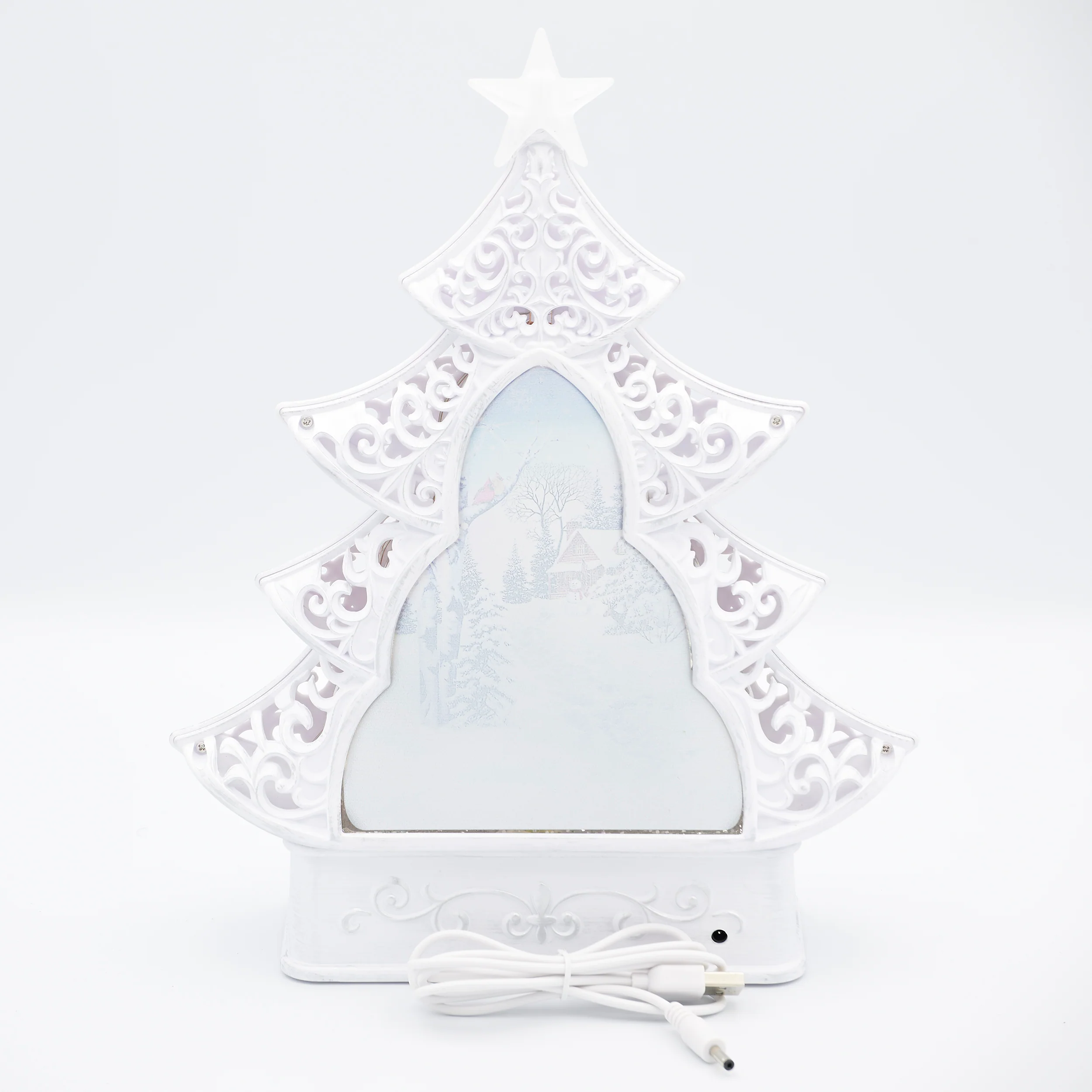 Confetti Lites Lighted Swirl Tree with Cardinal & Birdhouse Scene - Image 3