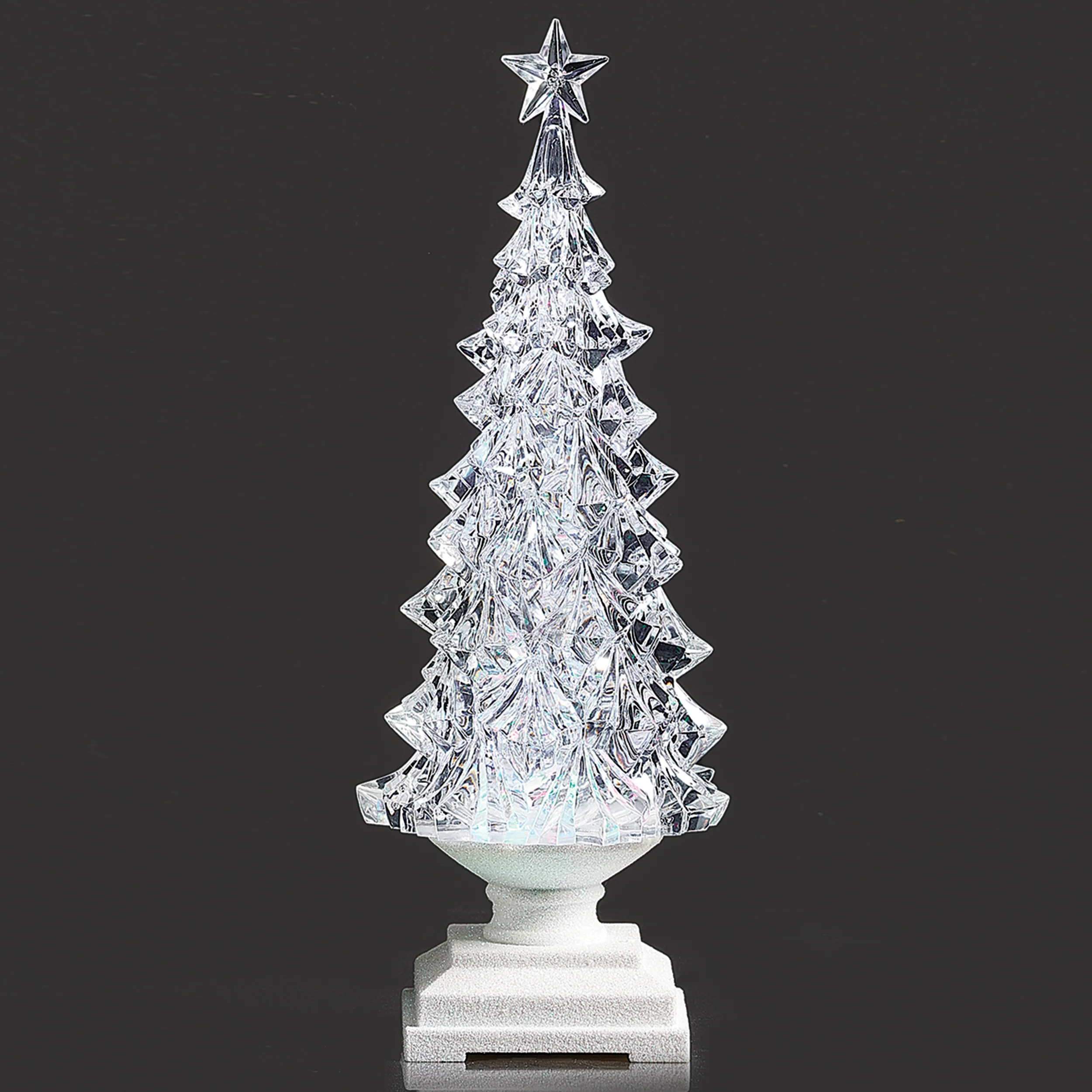 Confetti Lites Lighted Swirl Clear Tree with White Square Base