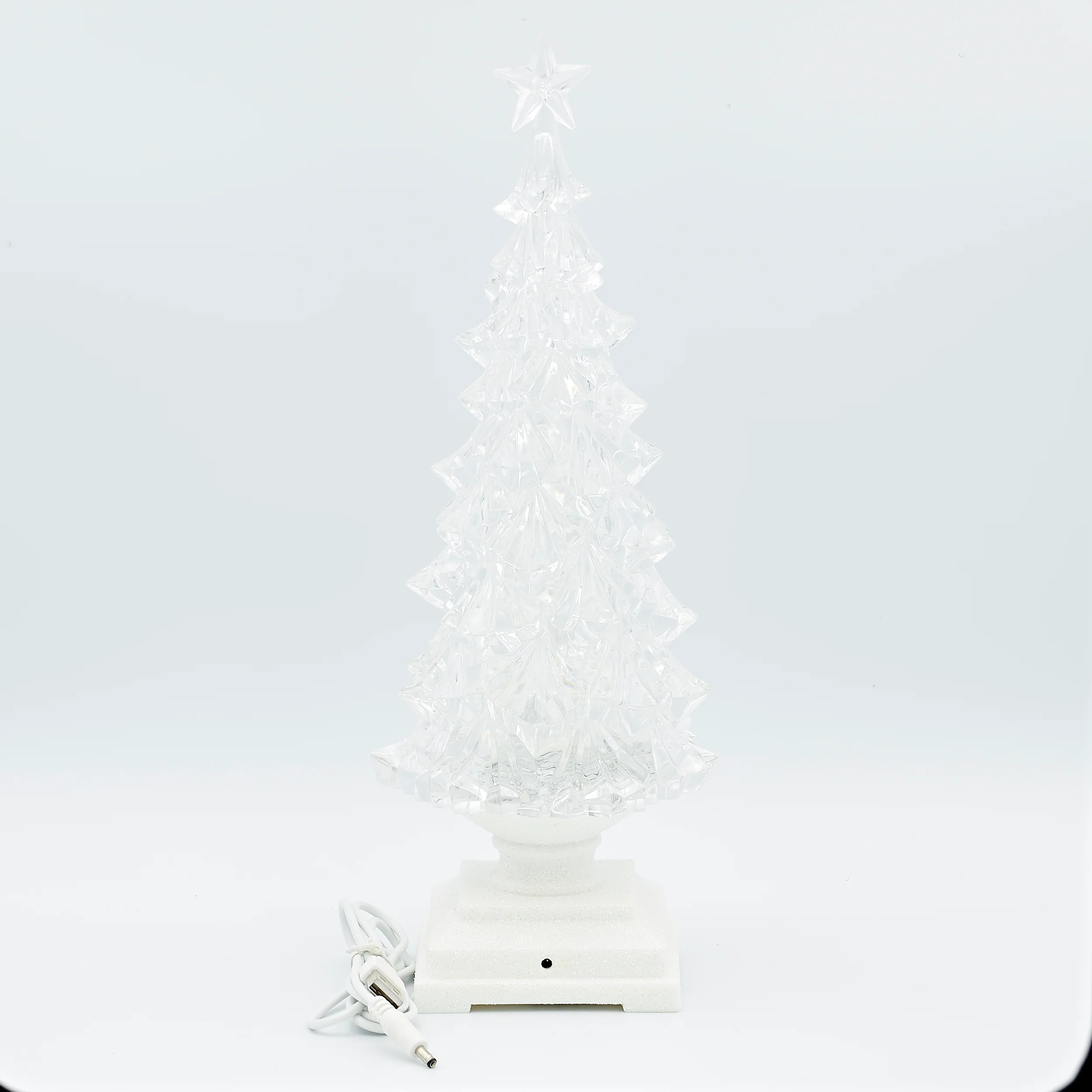 Confetti Lites Lighted Swirl Clear Tree with White Square Base - Image 3
