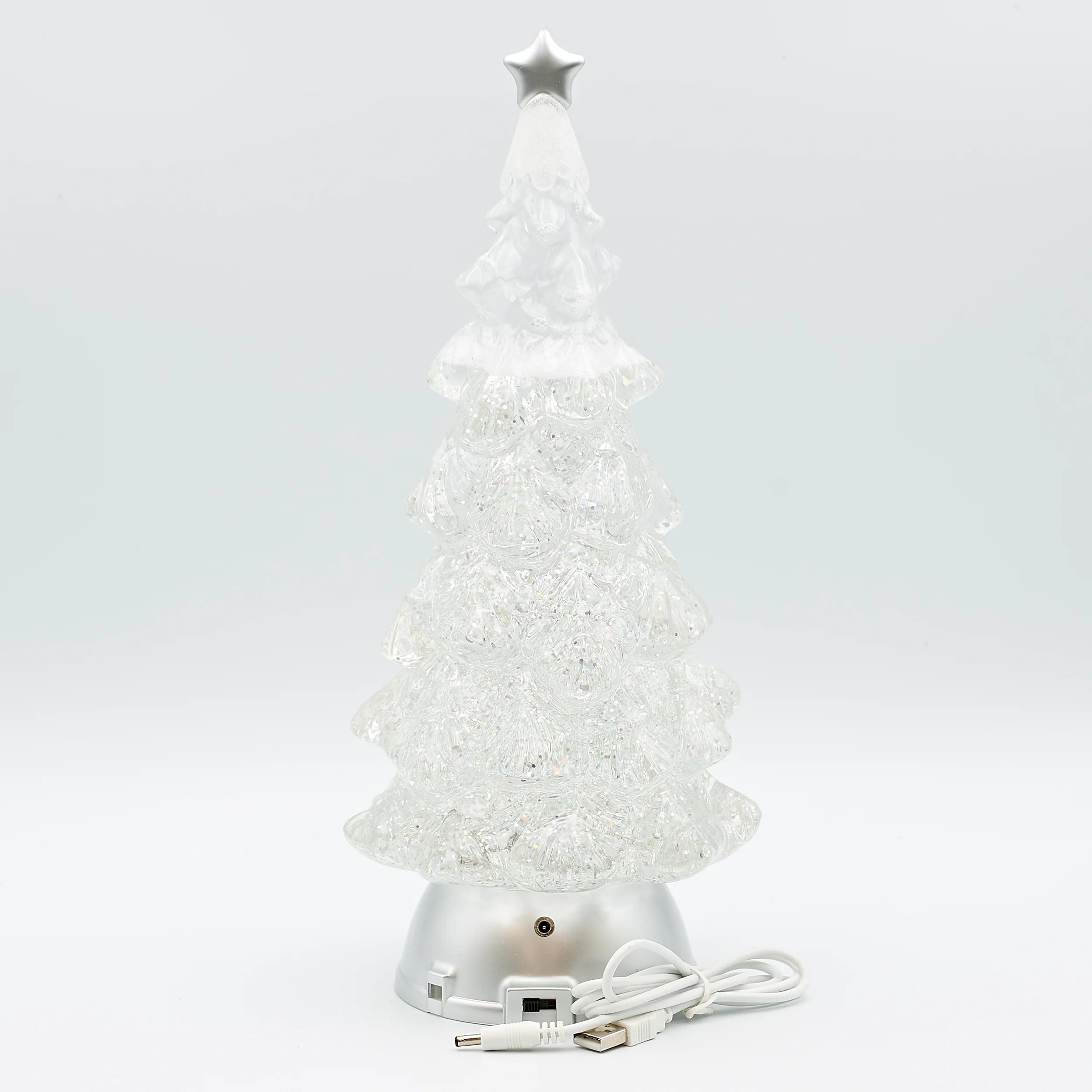 Confetti Lites Lighted Swirl Clear Tree with Silver Star & Base - Image 2