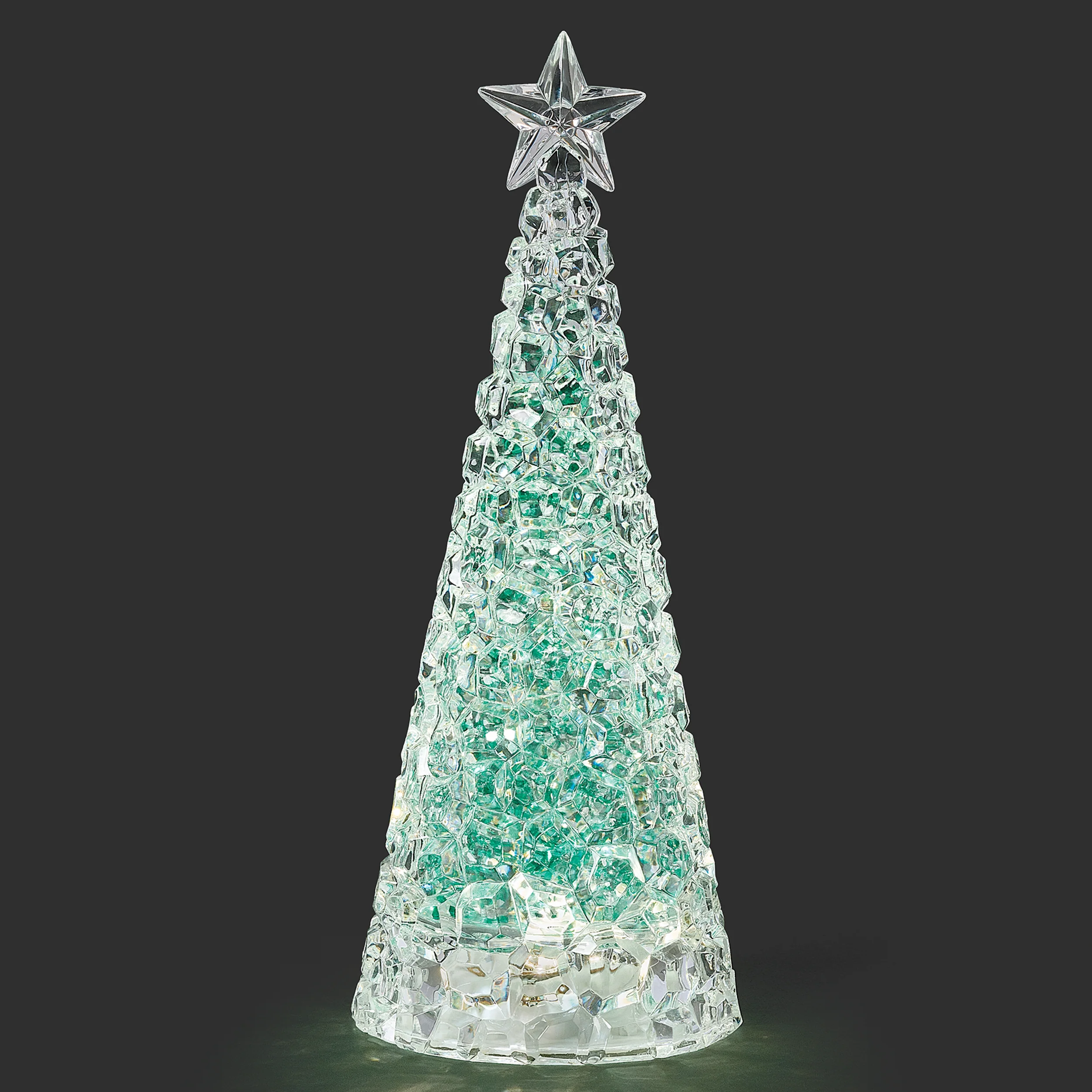 Confetti Lites Lighted Swirl Tree with Silver & Green Glitter