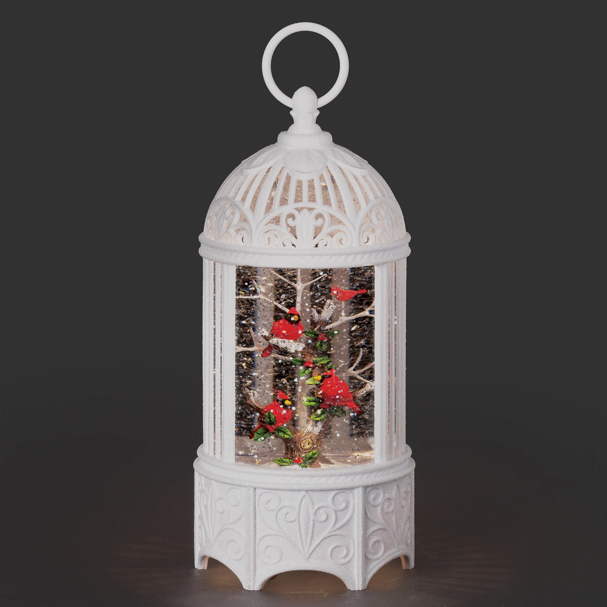 Confetti Lites Lighted Swirl Vintage Birdcage with Cardinals on Branch