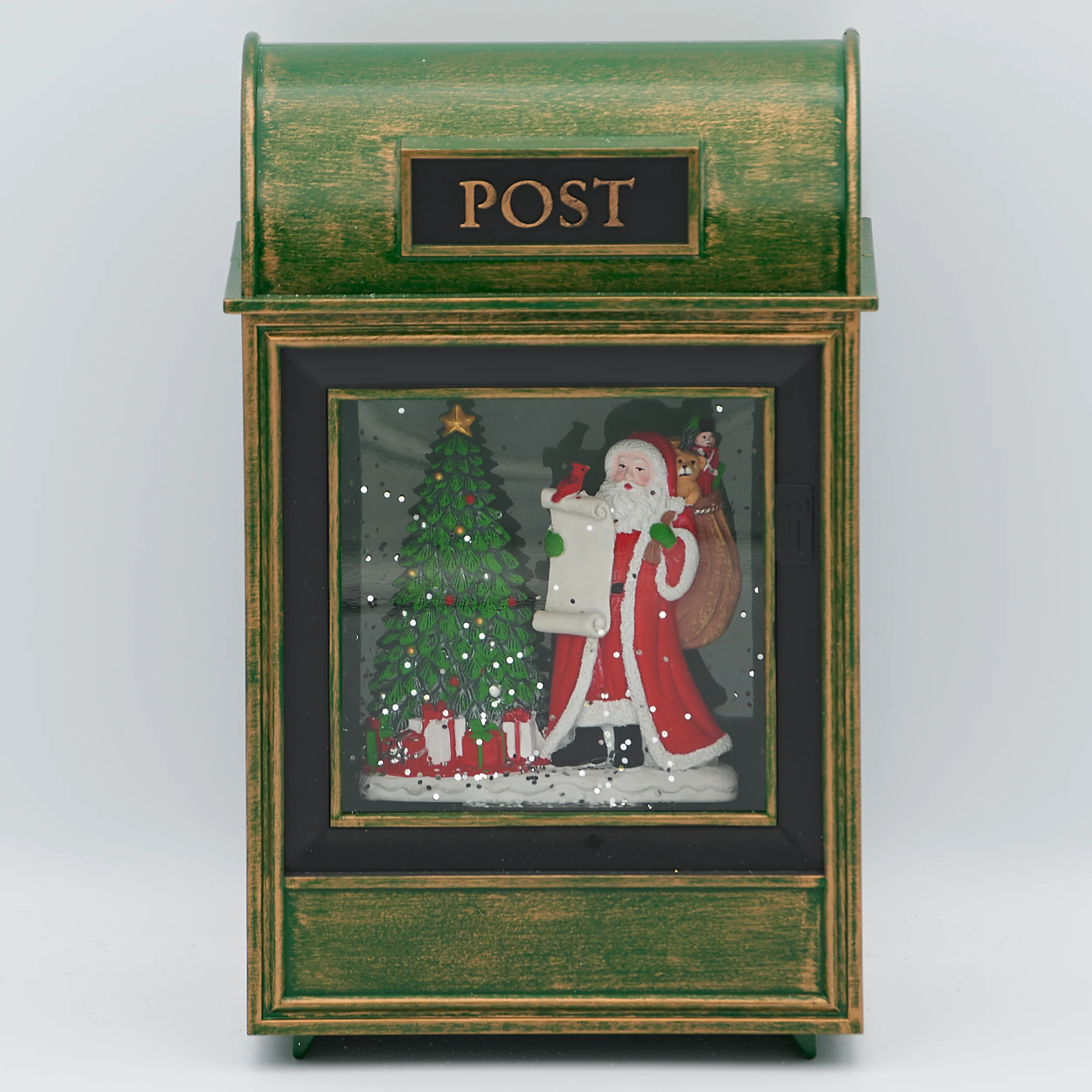 Confetti Lites Lighted Swirl Vintage Mailbox with Santa & Christmas Tree - Image 2
