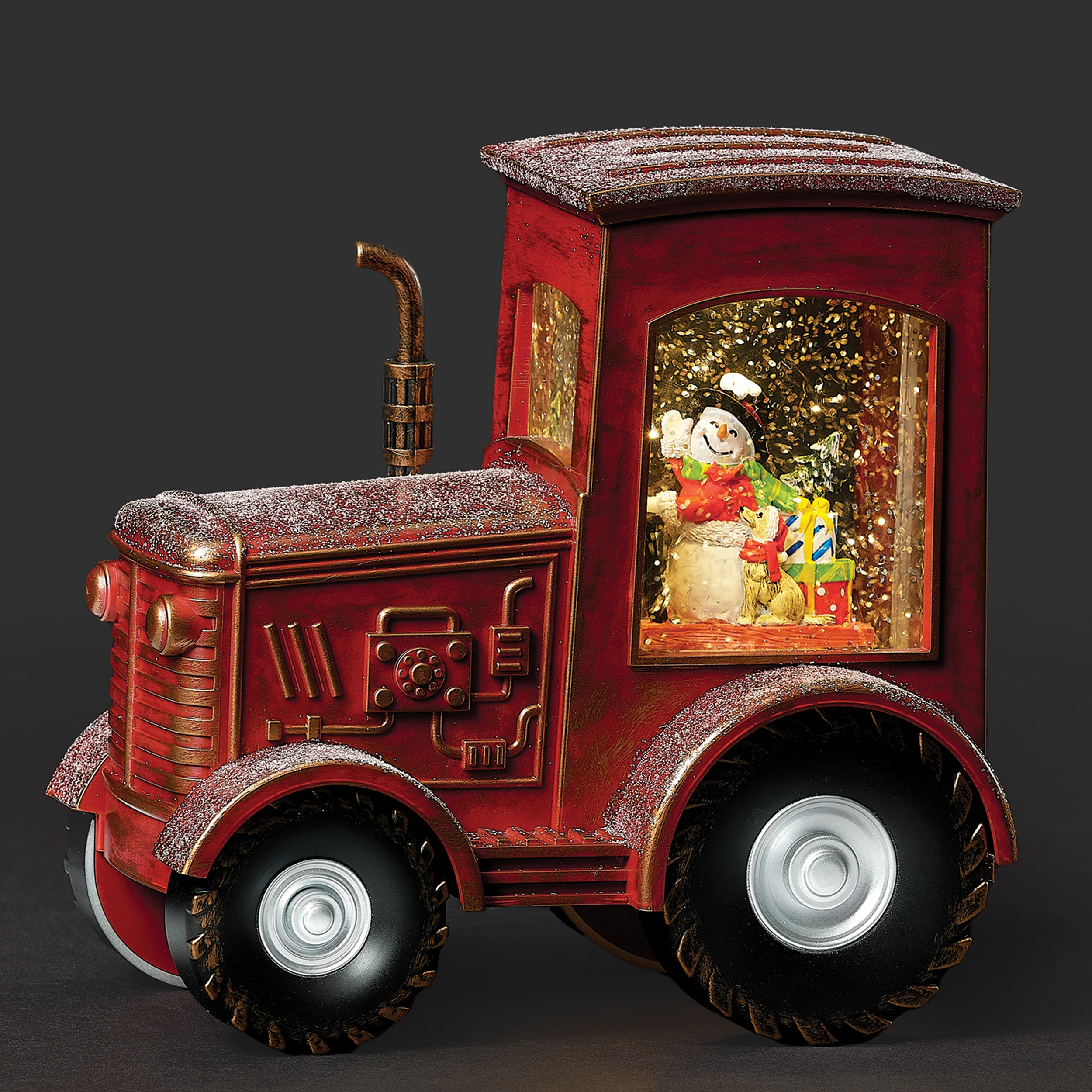 Confetti Lites Lighted Swirl Vintage Tractor with Snowman Driver