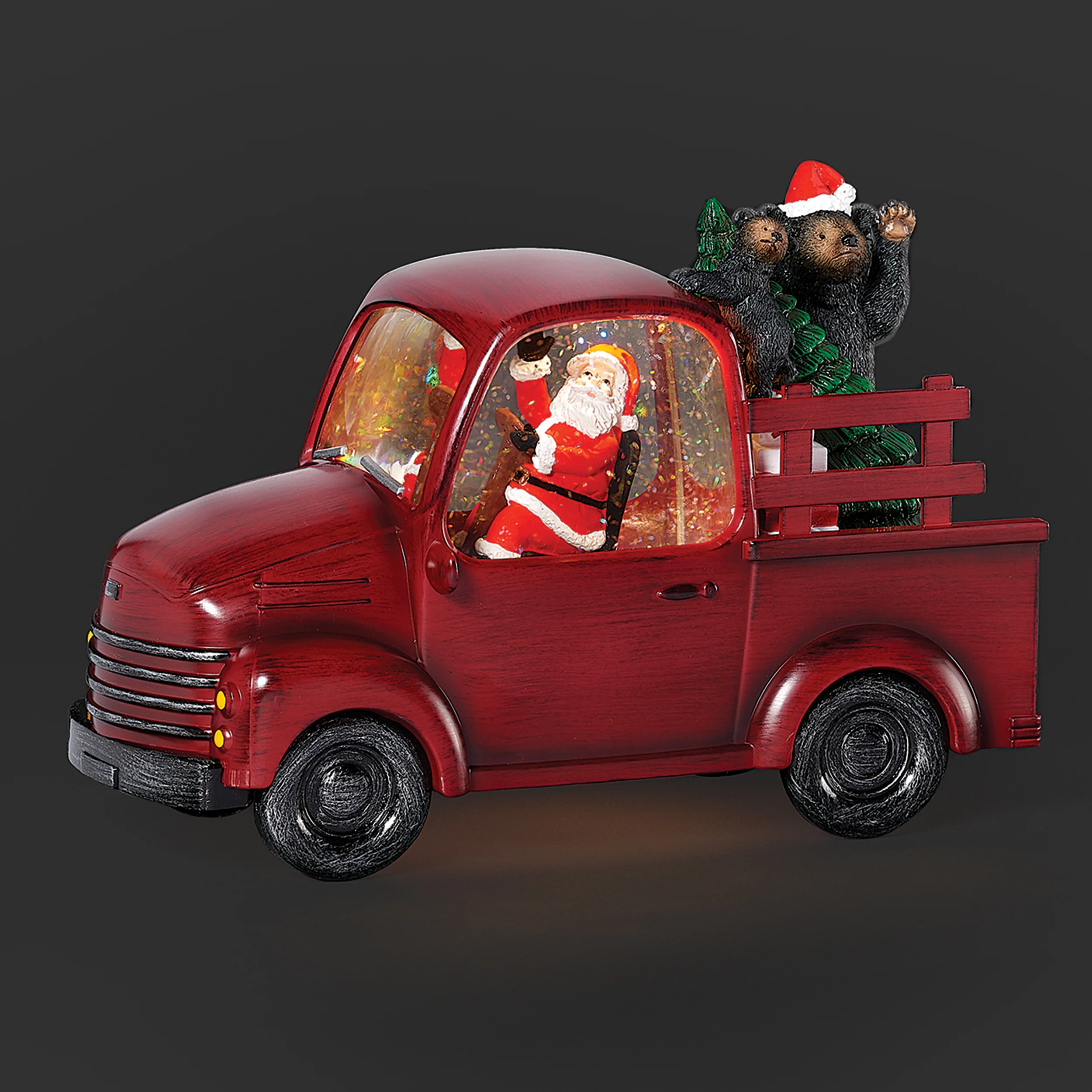 Confetti Lites Lighted Swirl Vintage Truck with Santa, Black Bear & Christmas Tree