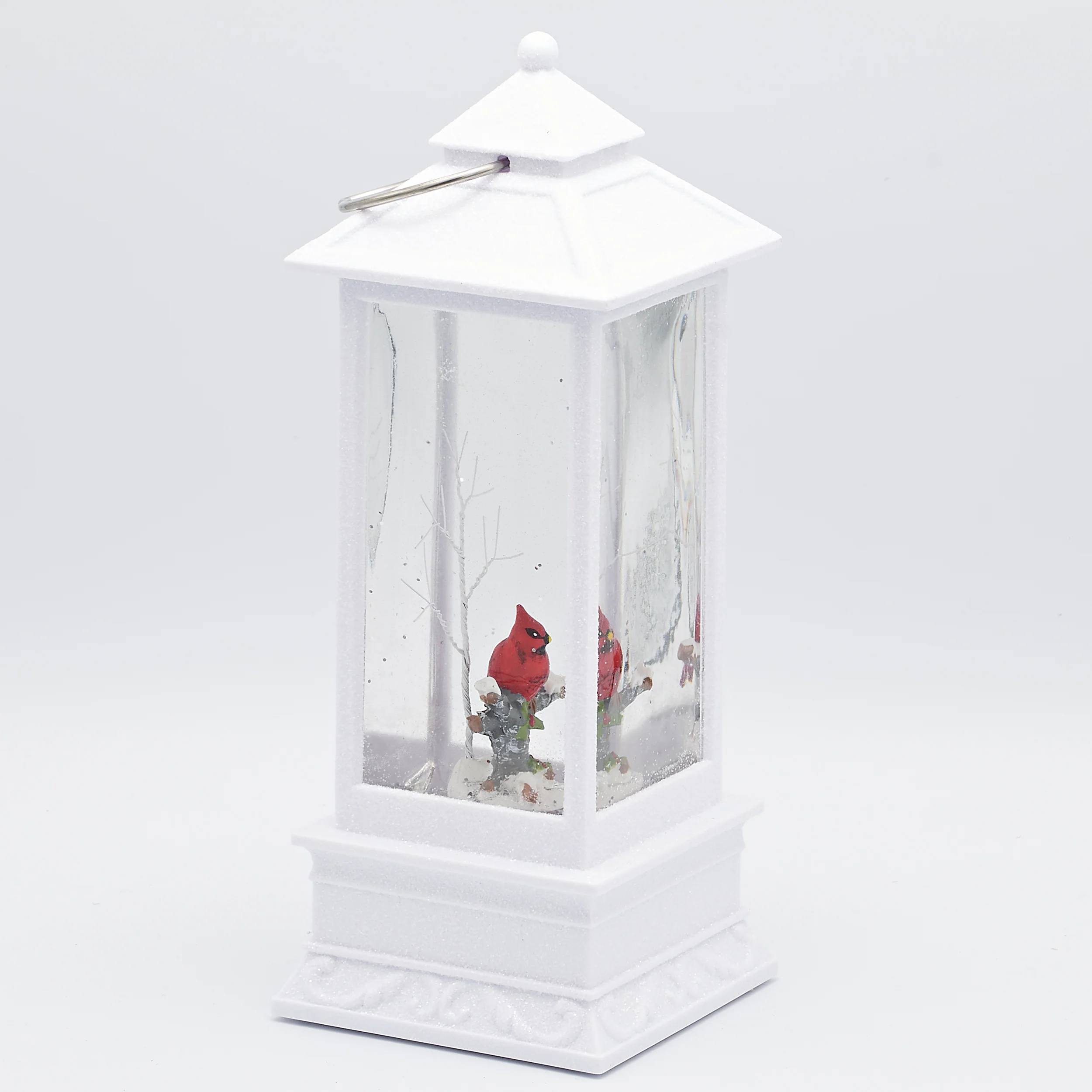 Confetti Lites Lighted Swirl White Lantern with a Cardinal on Branch - Image 2