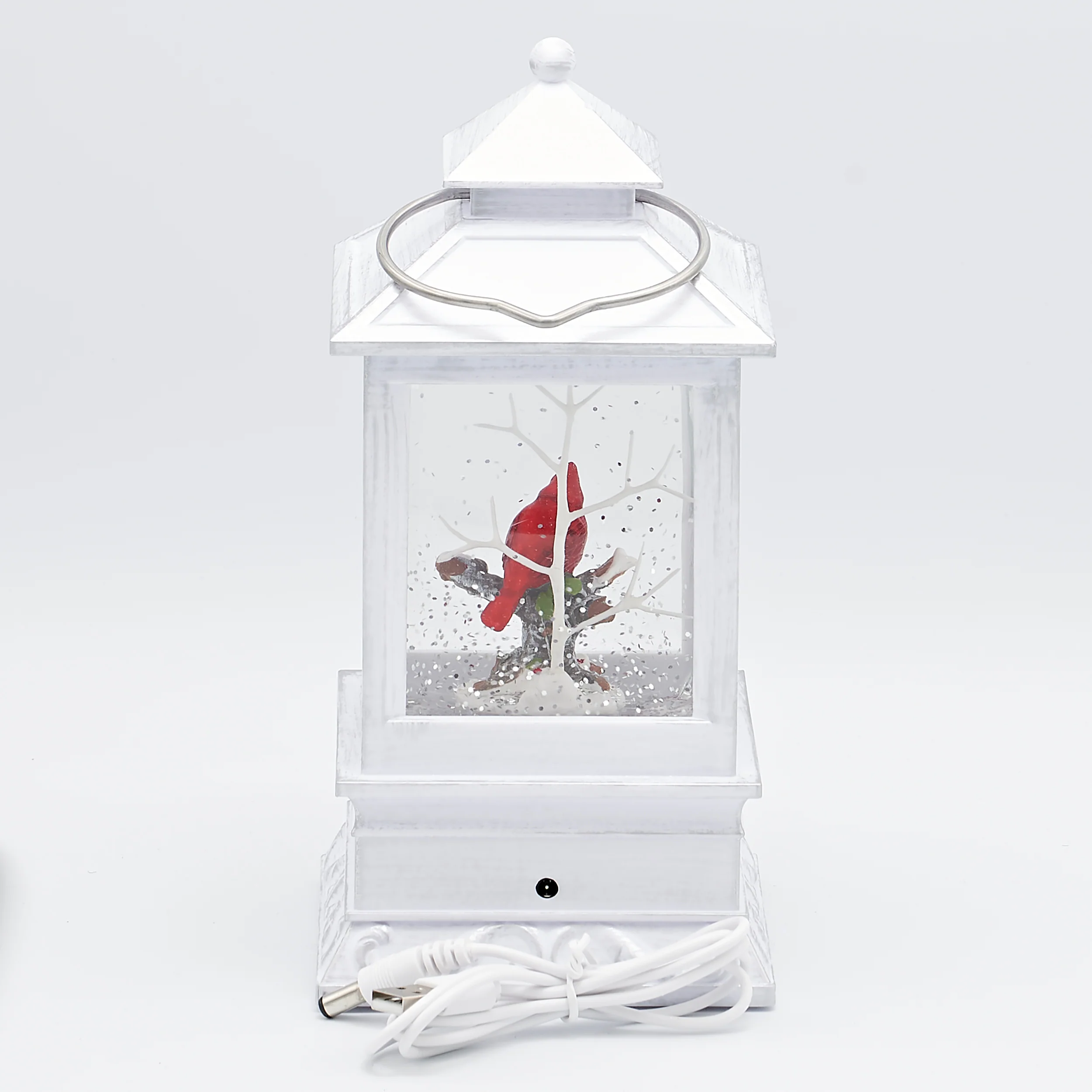 Confetti Lites Lighted Swirl White Lantern with Cardinal in Tree - Image 3