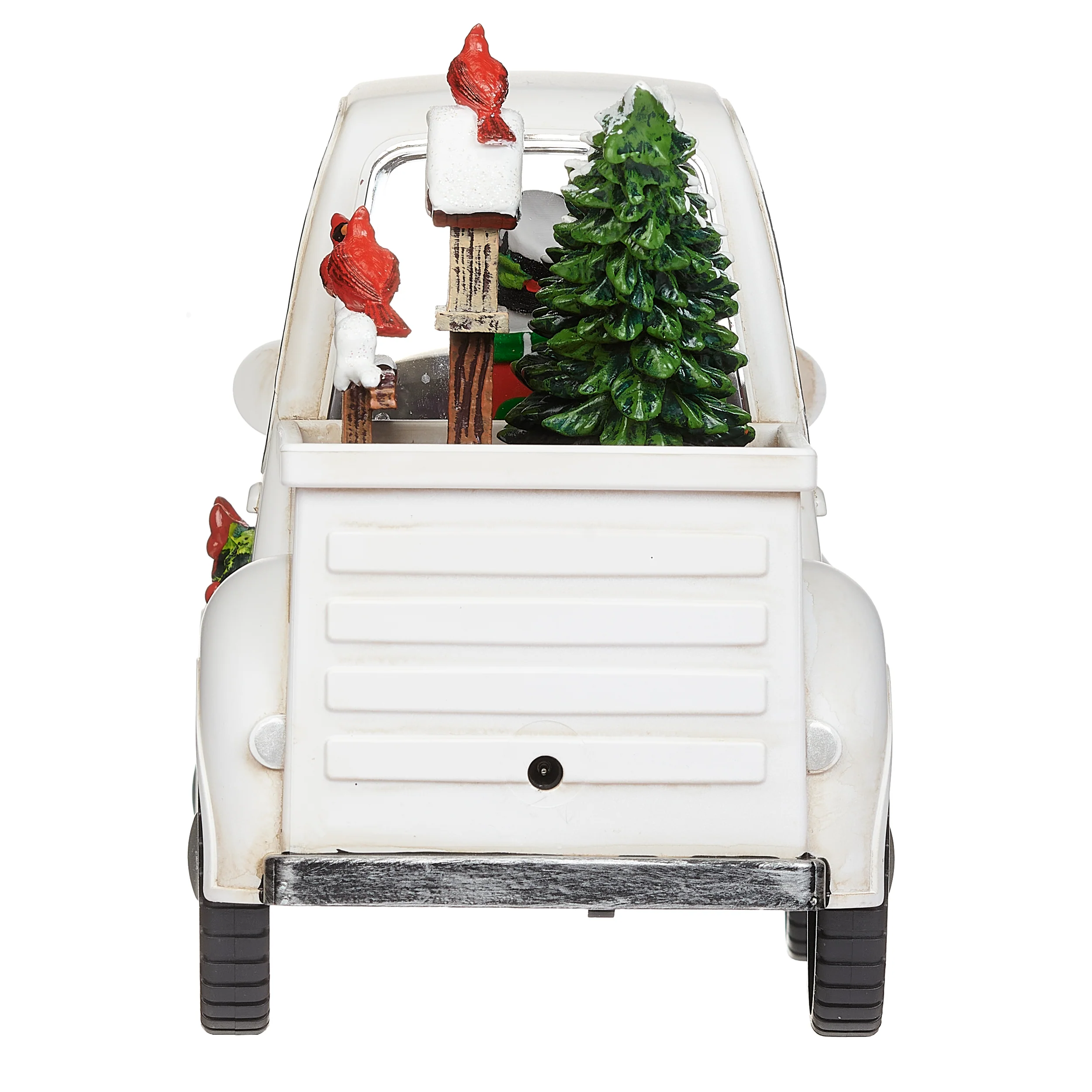 Confetti Lites Lighted Swirl White Truck with Snowman Driving & Cardinals on a Tree - Image 4