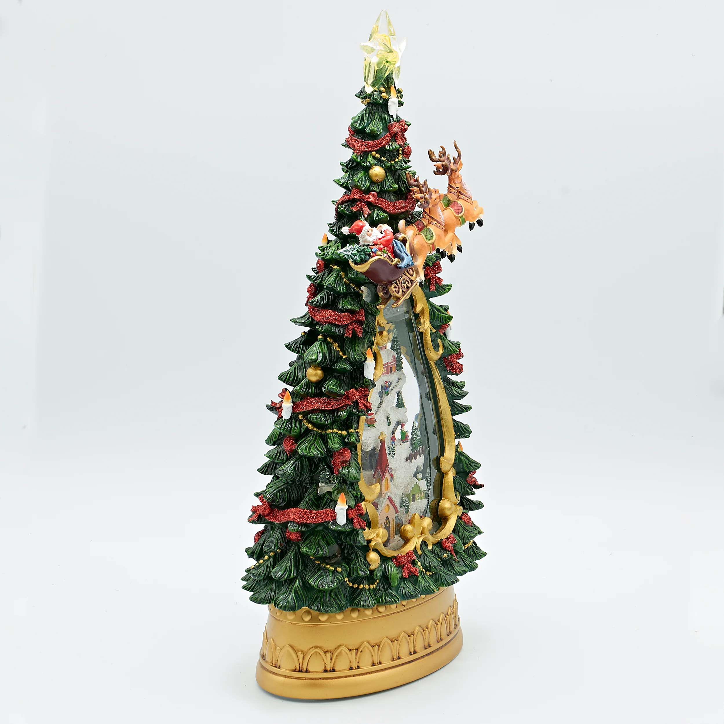 Confetti Lites Lighted Swirl Village with Santa Sleigh, Church & Christmas Tree - Image 2
