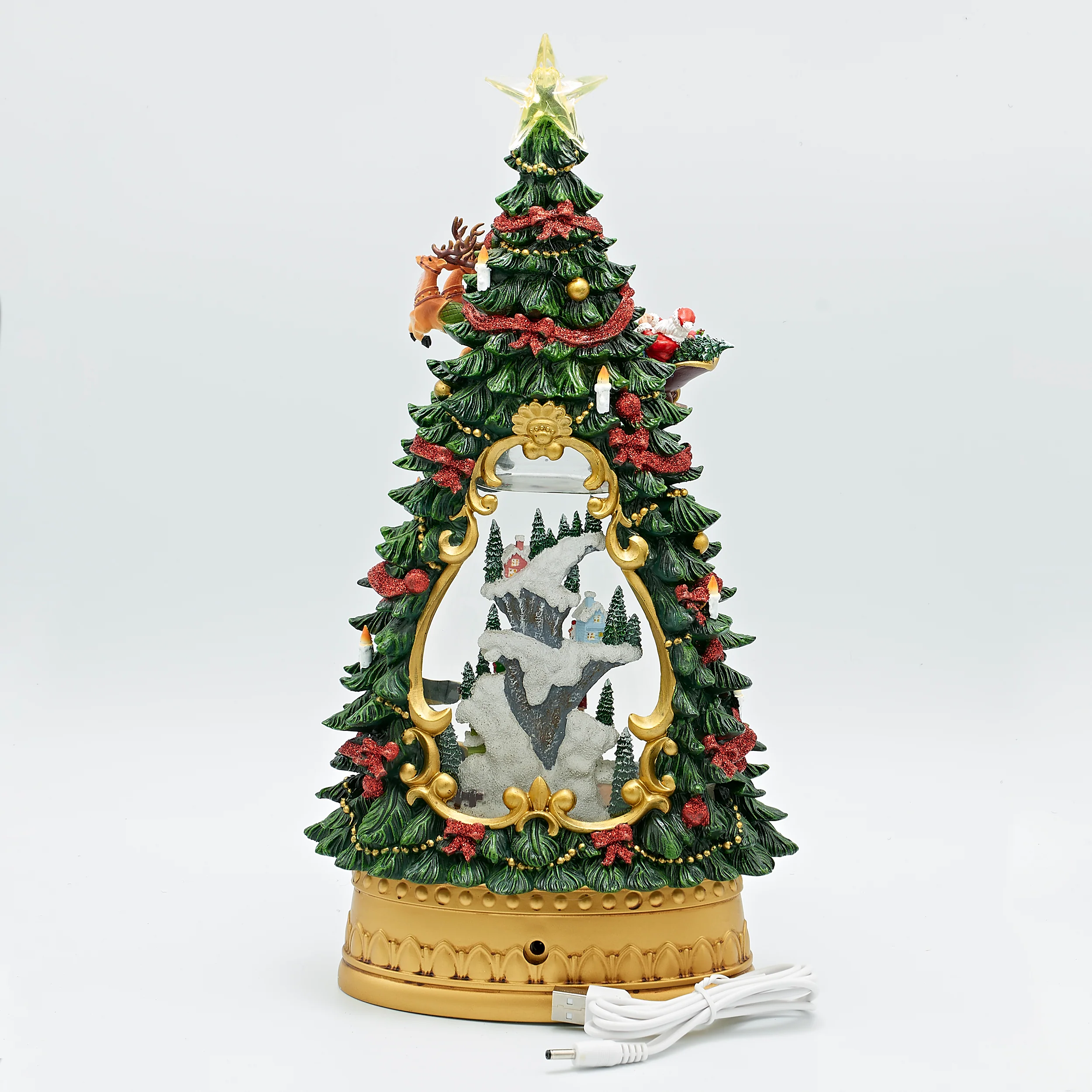 Confetti Lites Lighted Swirl Village with Santa Sleigh, Church & Christmas Tree - Image 3