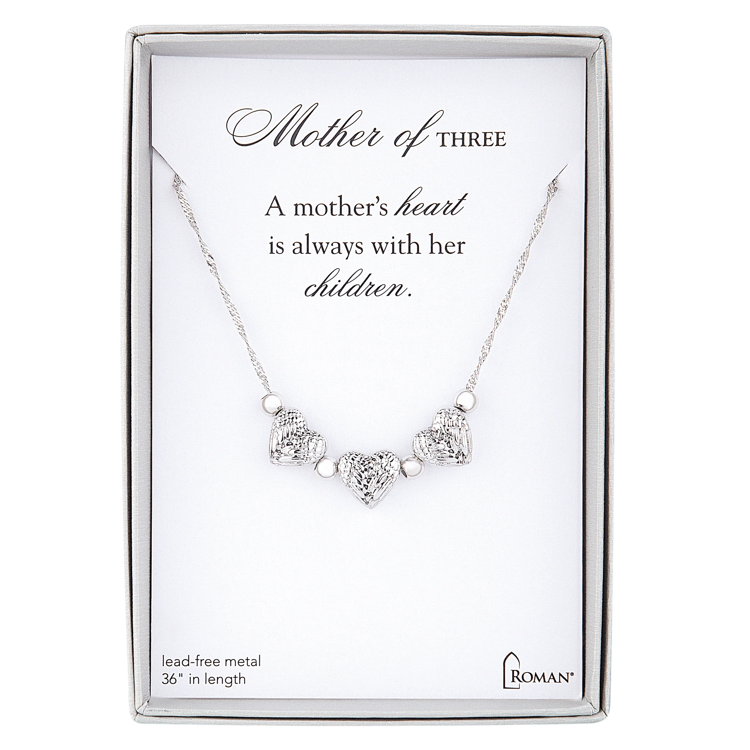 "Mother of"  Silver Heart Charm Necklace - Image 3