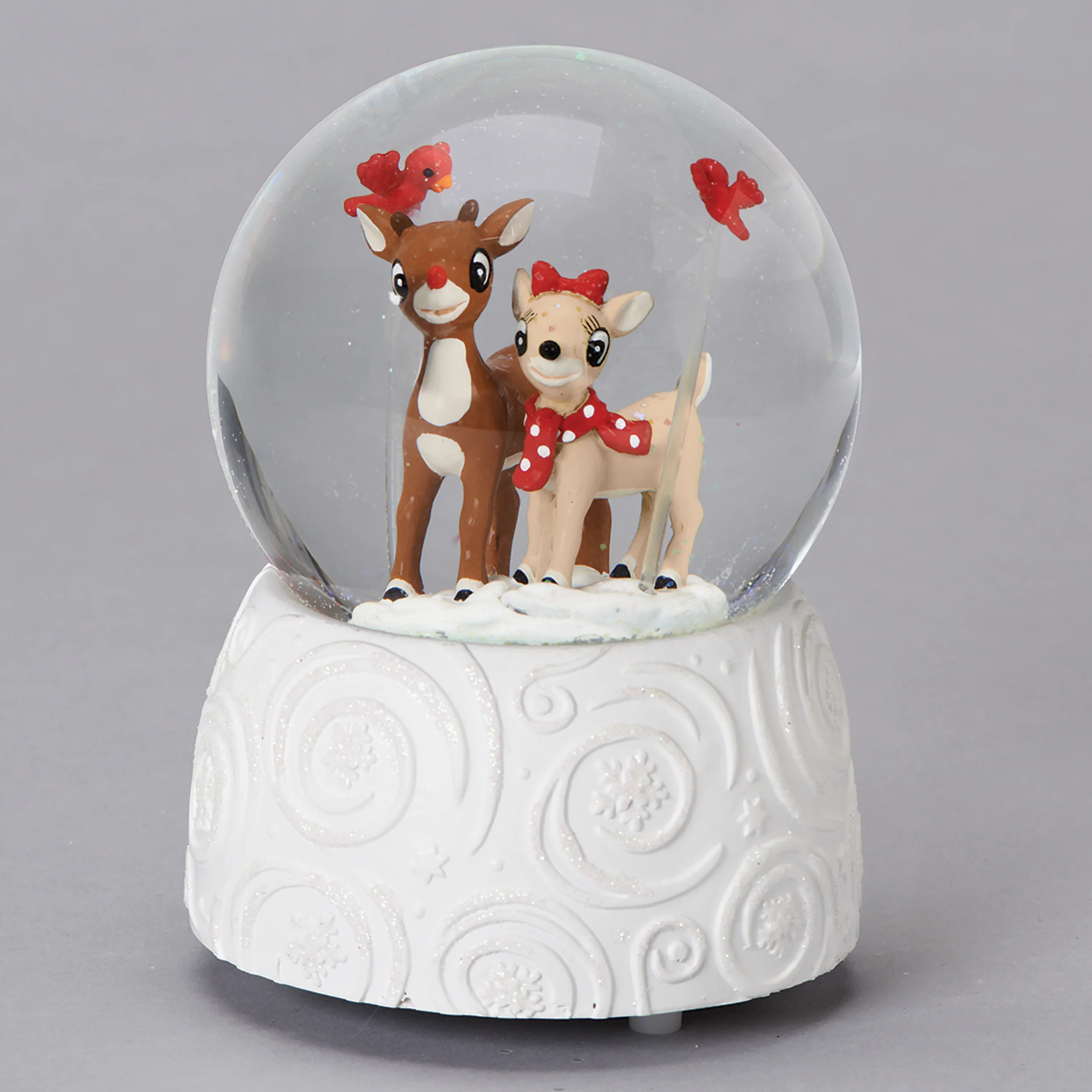 Rudolph with Clarice & Cardinals Glitterdome - "Rudolph the Red Nose Reindeer" Tune