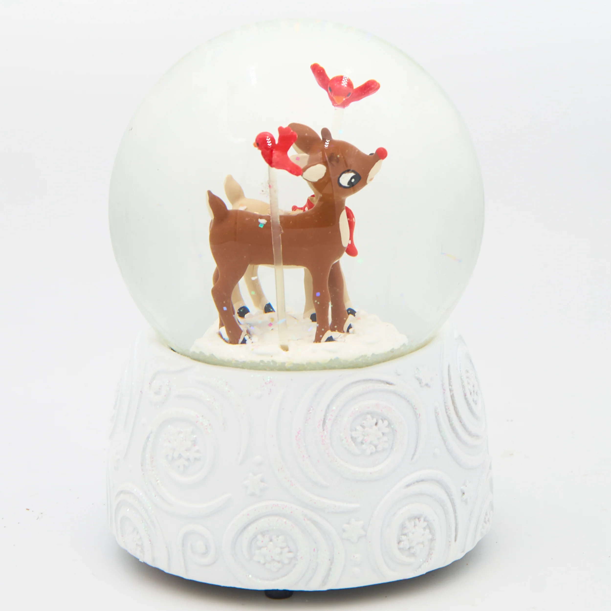 Rudolph with Clarice & Cardinals Glitterdome - "Rudolph the Red Nose Reindeer" Tune - Image 2