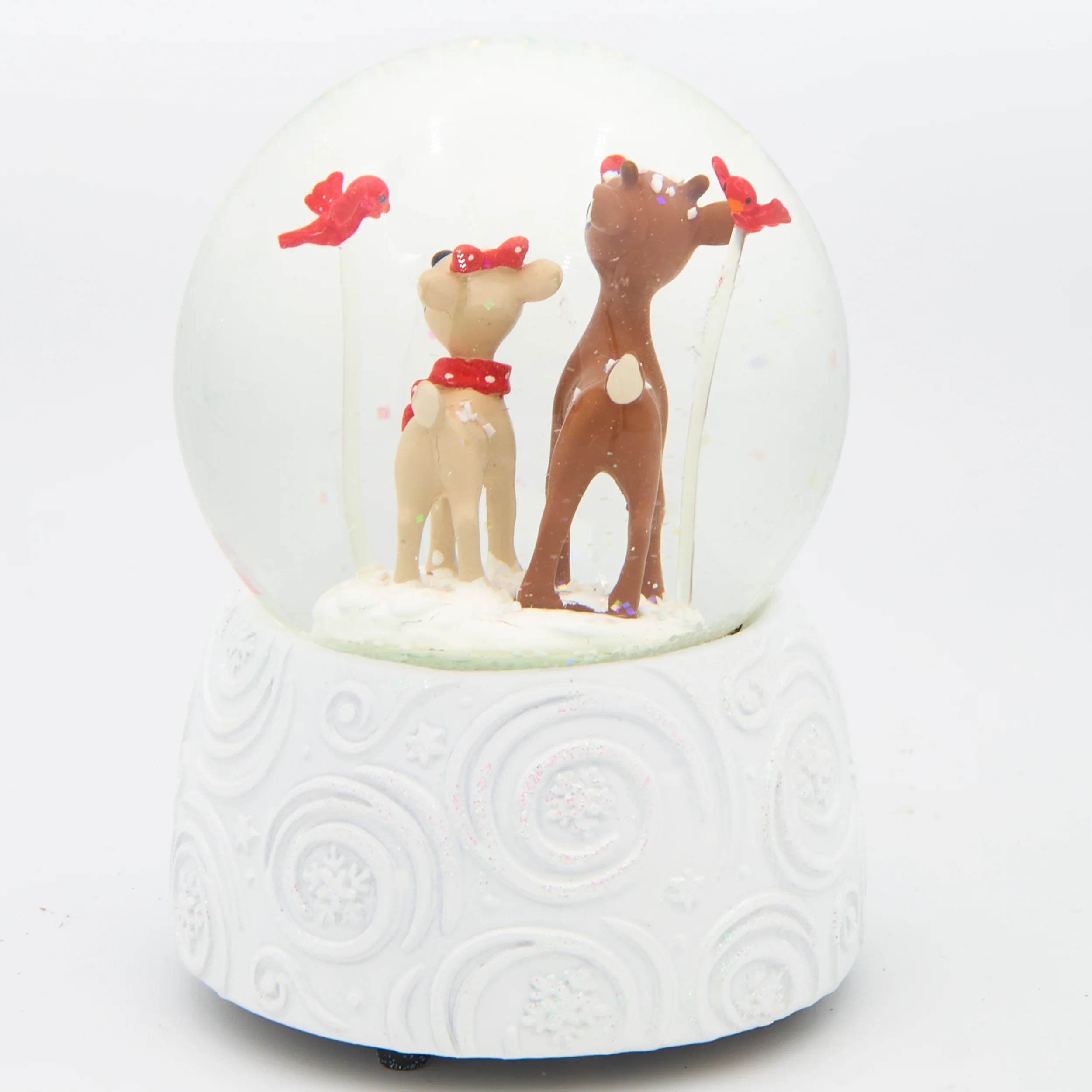 Rudolph with Clarice & Cardinals Glitterdome - "Rudolph the Red Nose Reindeer" Tune - Image 3