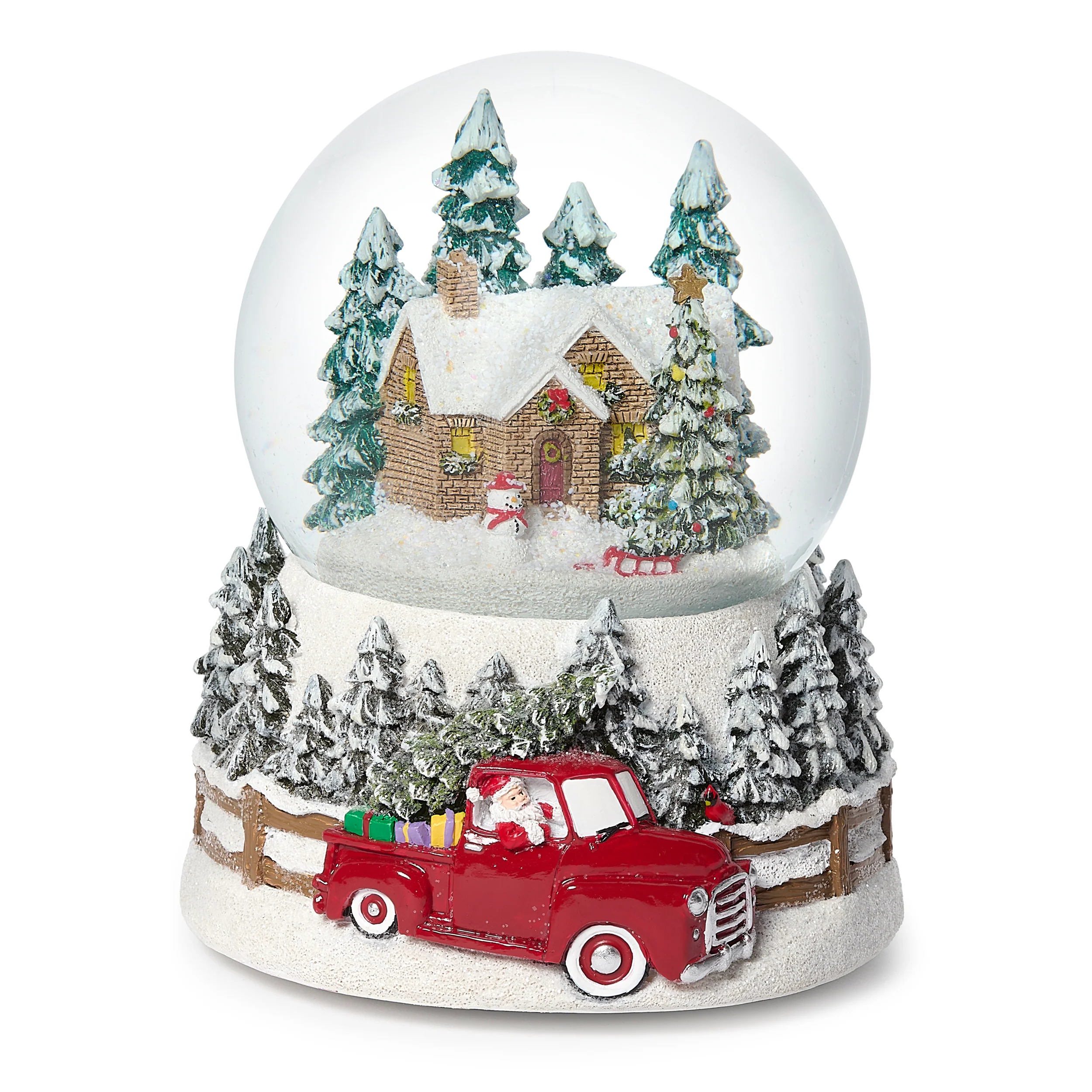 Glitterdome Holiday House with Vintage Red Truck Base - "Have Yourself a Merry Little Christmas" Tune - Image 2