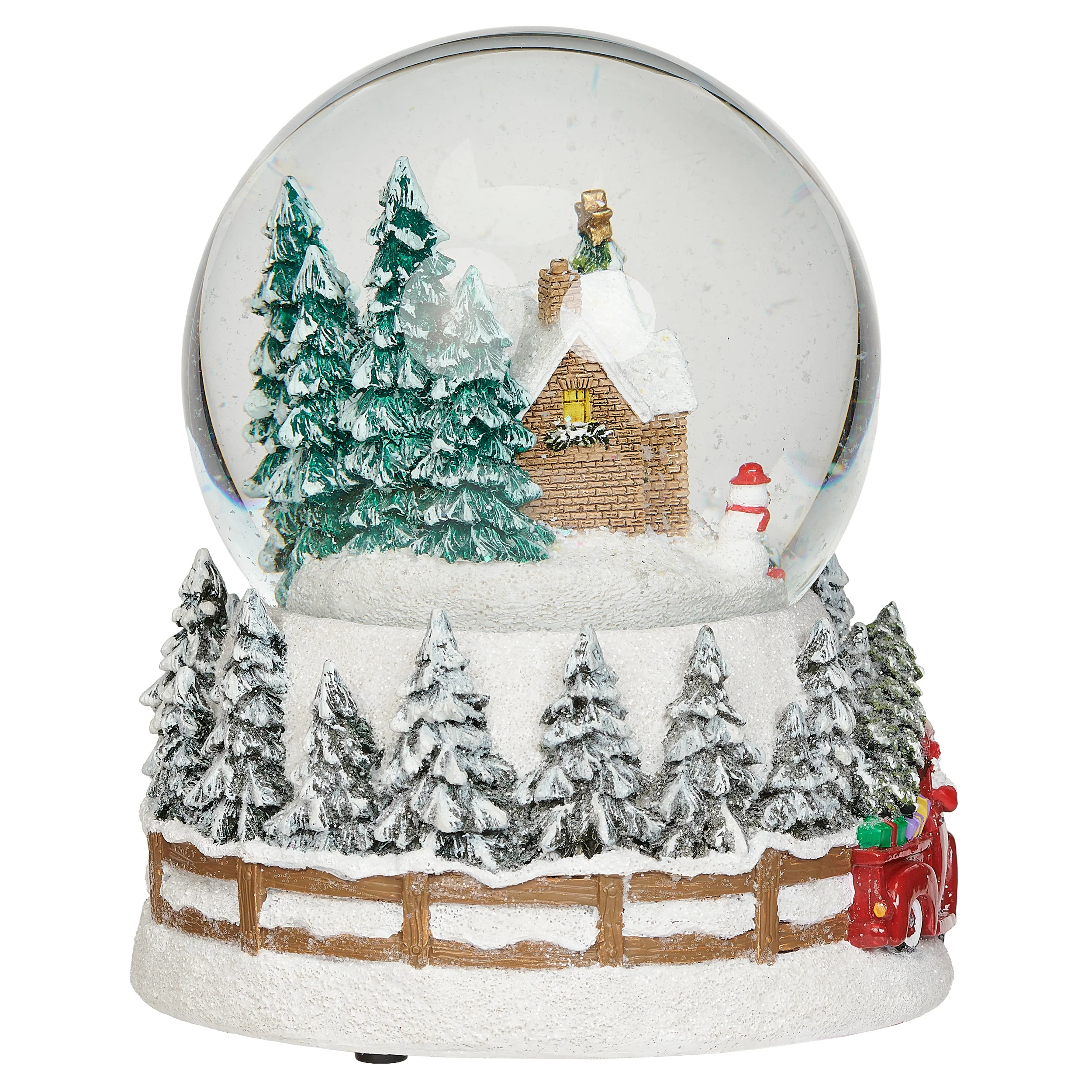 Glitterdome Holiday House with Vintage Red Truck Base - "Have Yourself a Merry Little Christmas" Tune - Image 4