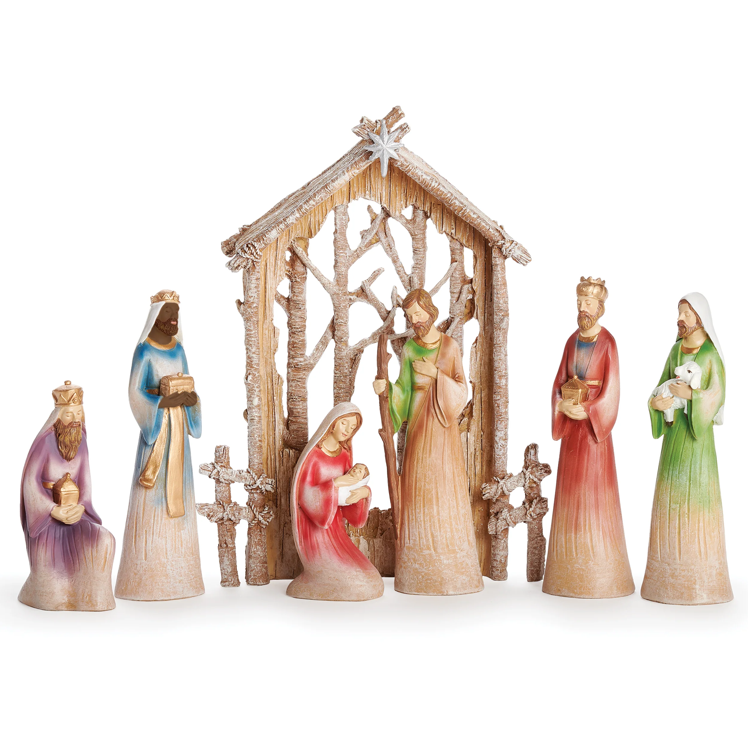 Pastel Branch Stable Nativity Set
