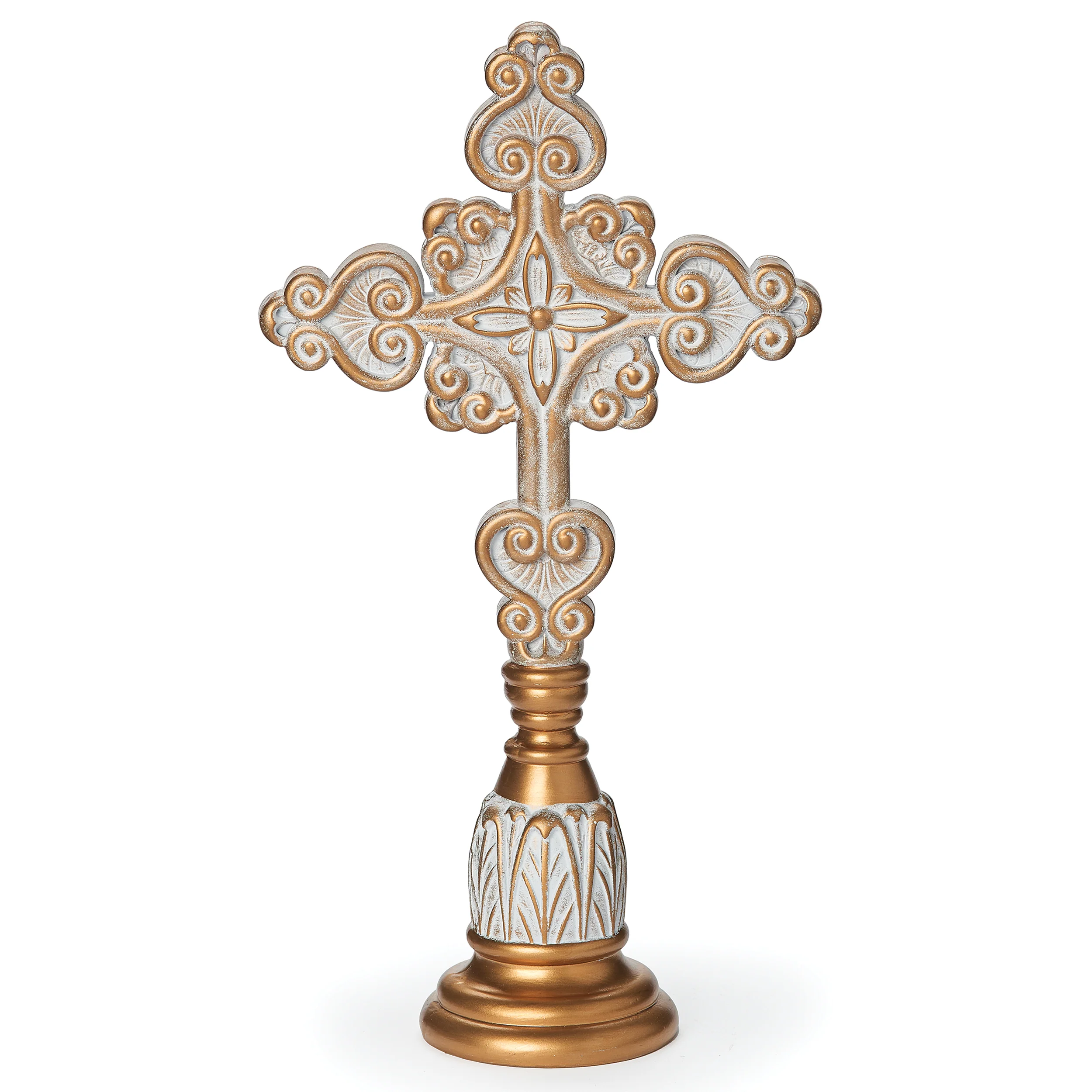 Ornate Gold Tabletop Cross - Image 3