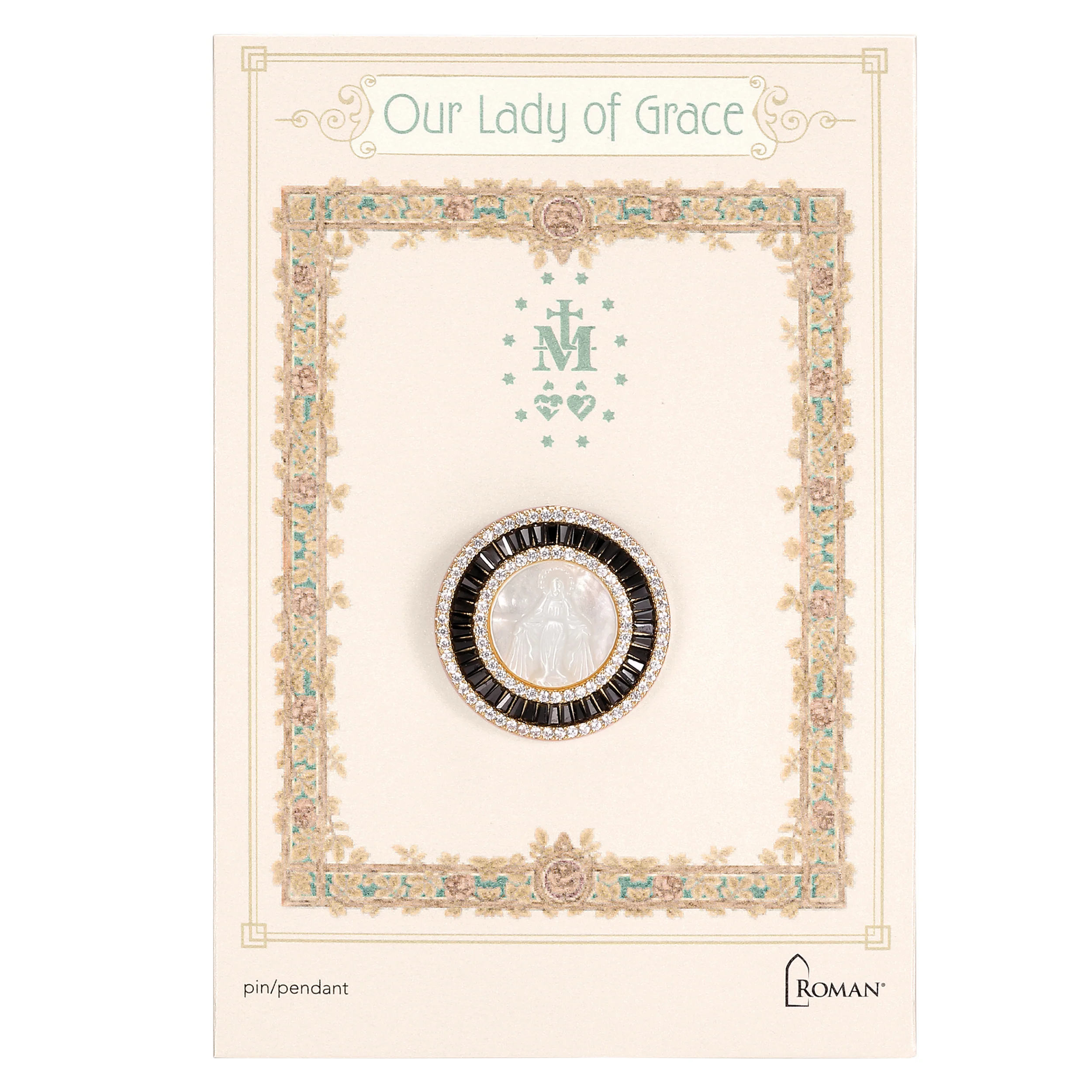 Our Lady of Grace Round Pin & Pendant - Image 2