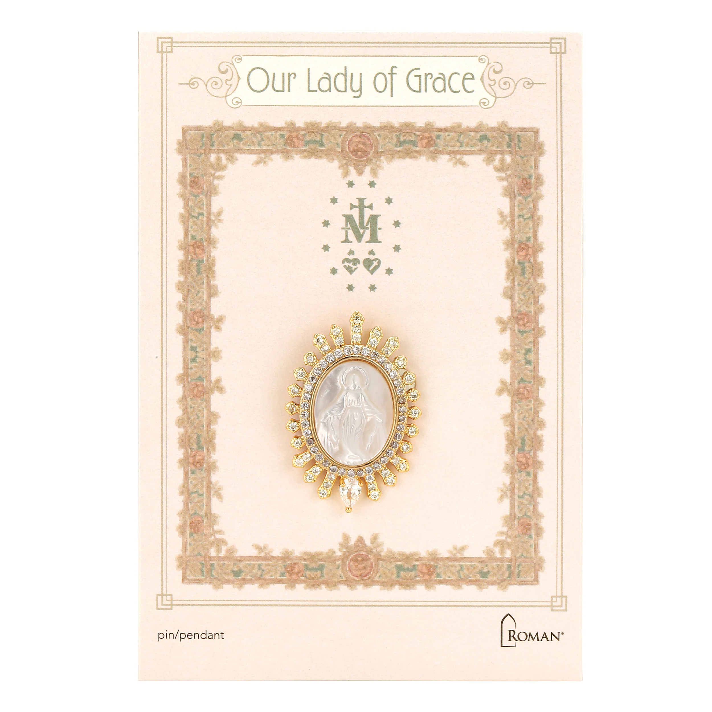 Our Lady of Grace Oval Pin & Pendant