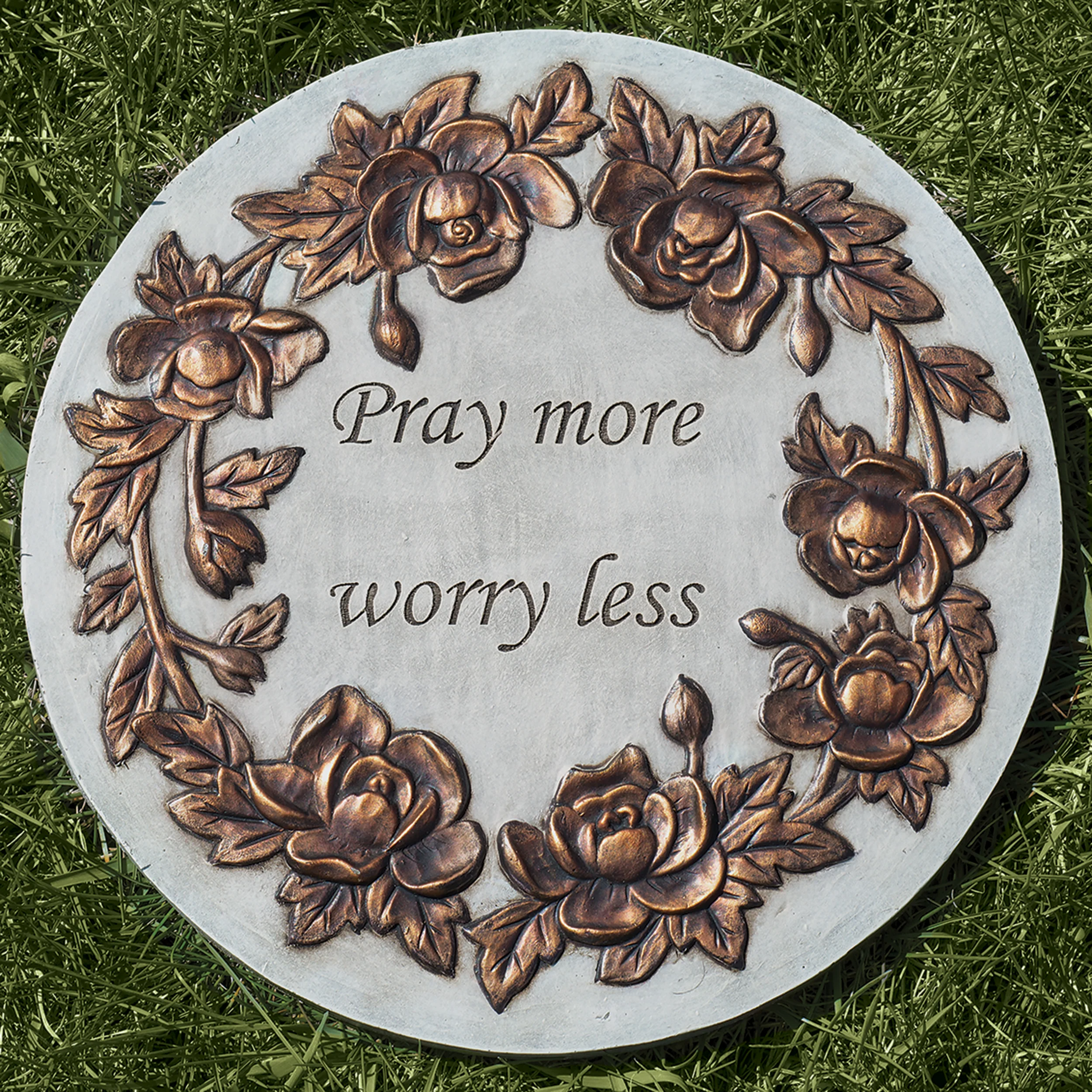 "Pray more worry less" Garden Stone