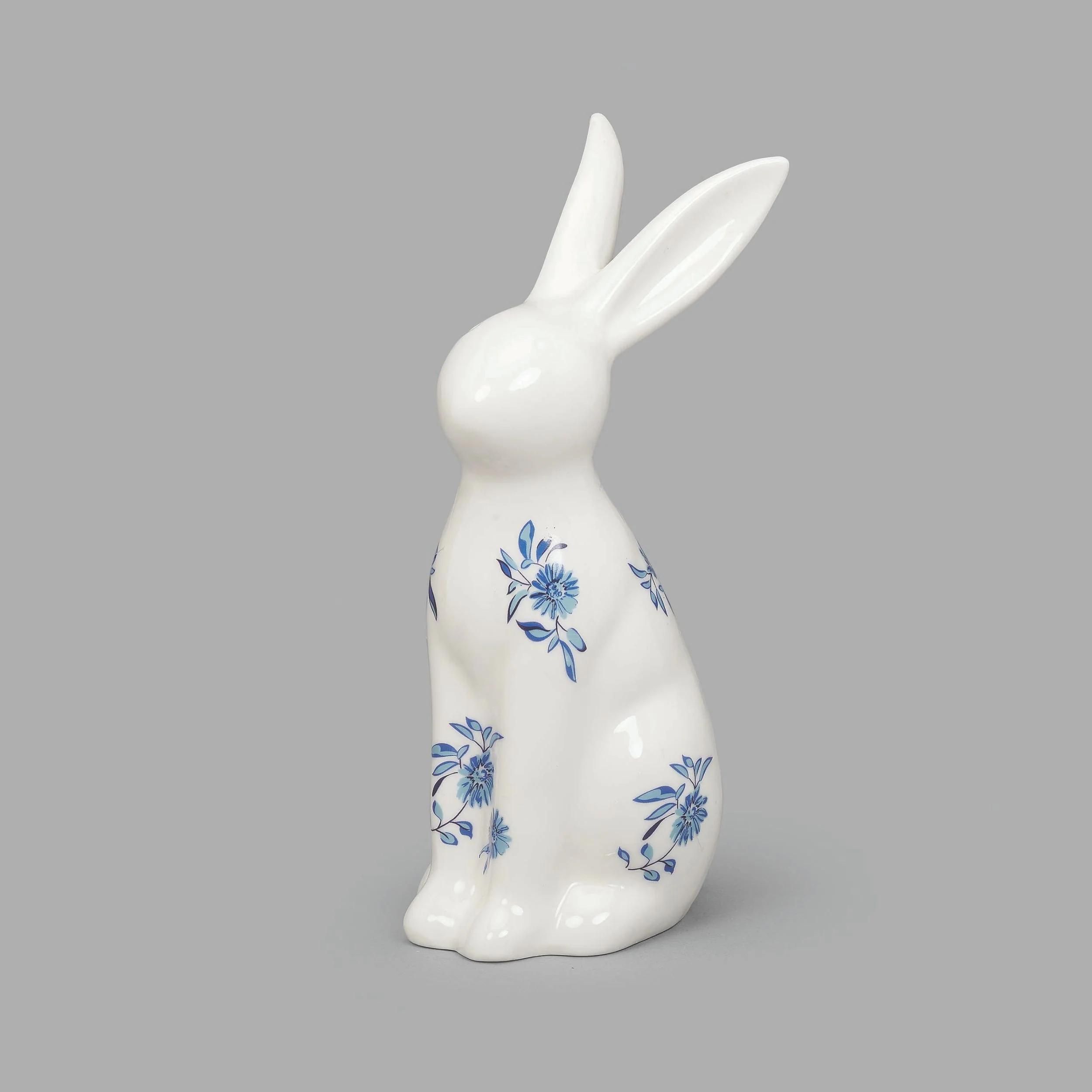 Standing Blue Willow Bunny Figure