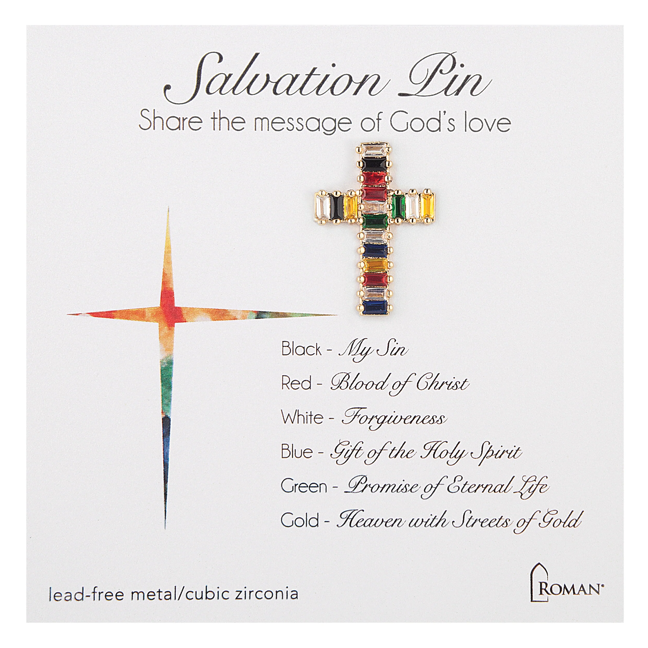 Salvation Crystal Cross Pin
