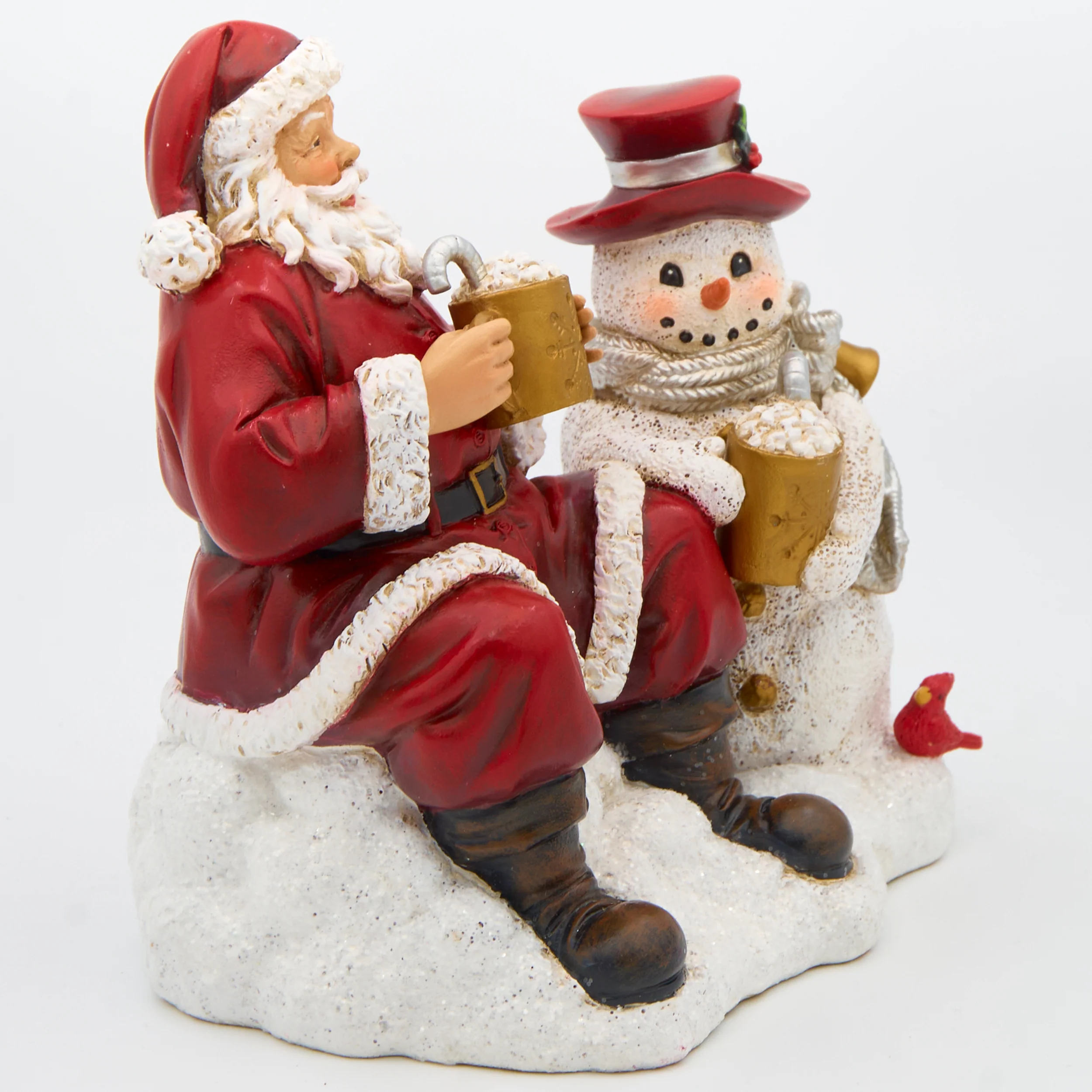 Joseph's Studio Santa and Snowman Drinking Hot Cocoa Figure - Image 3