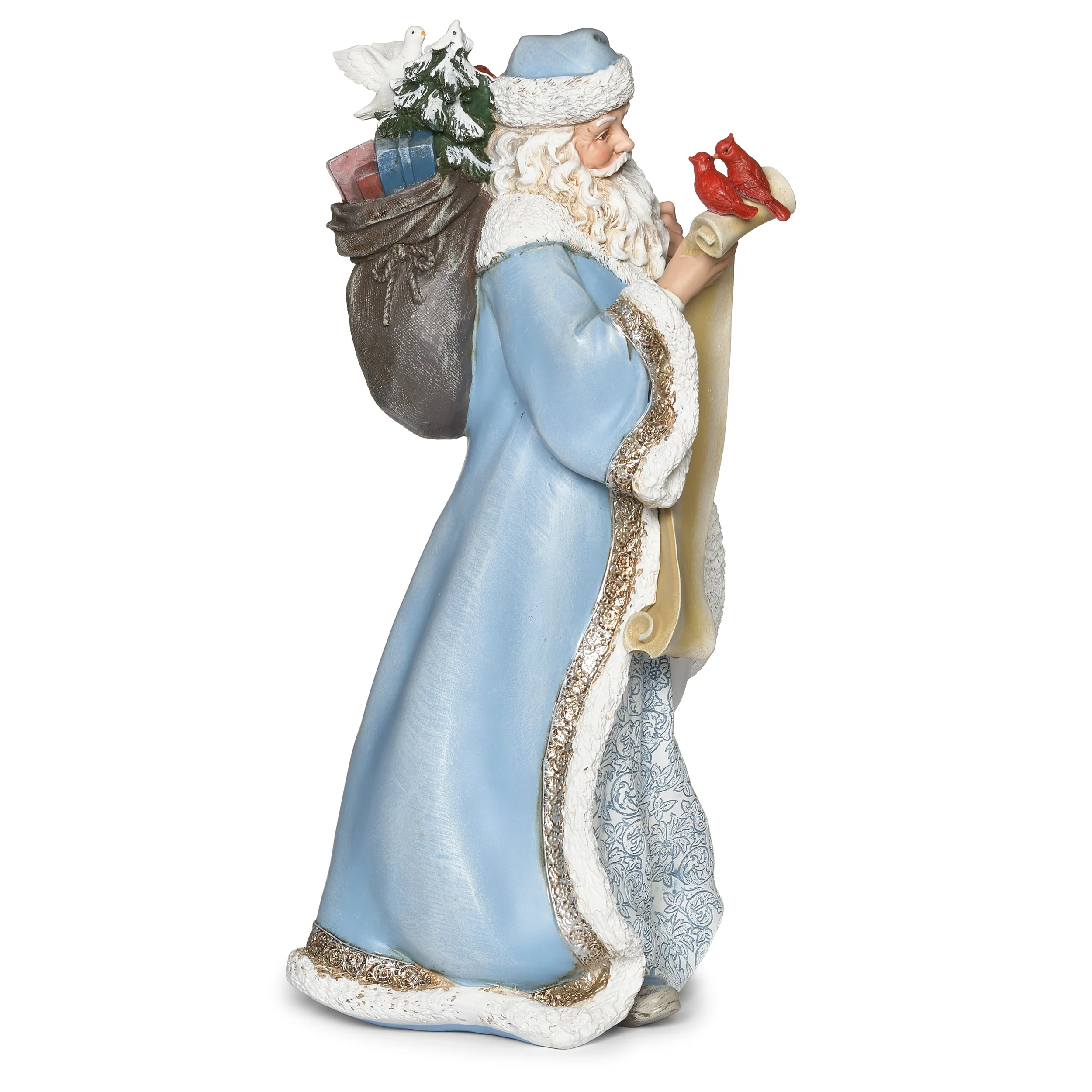 Joseph's Studio Santa in Blue Coat with Feathered Friends Figure - Image 3