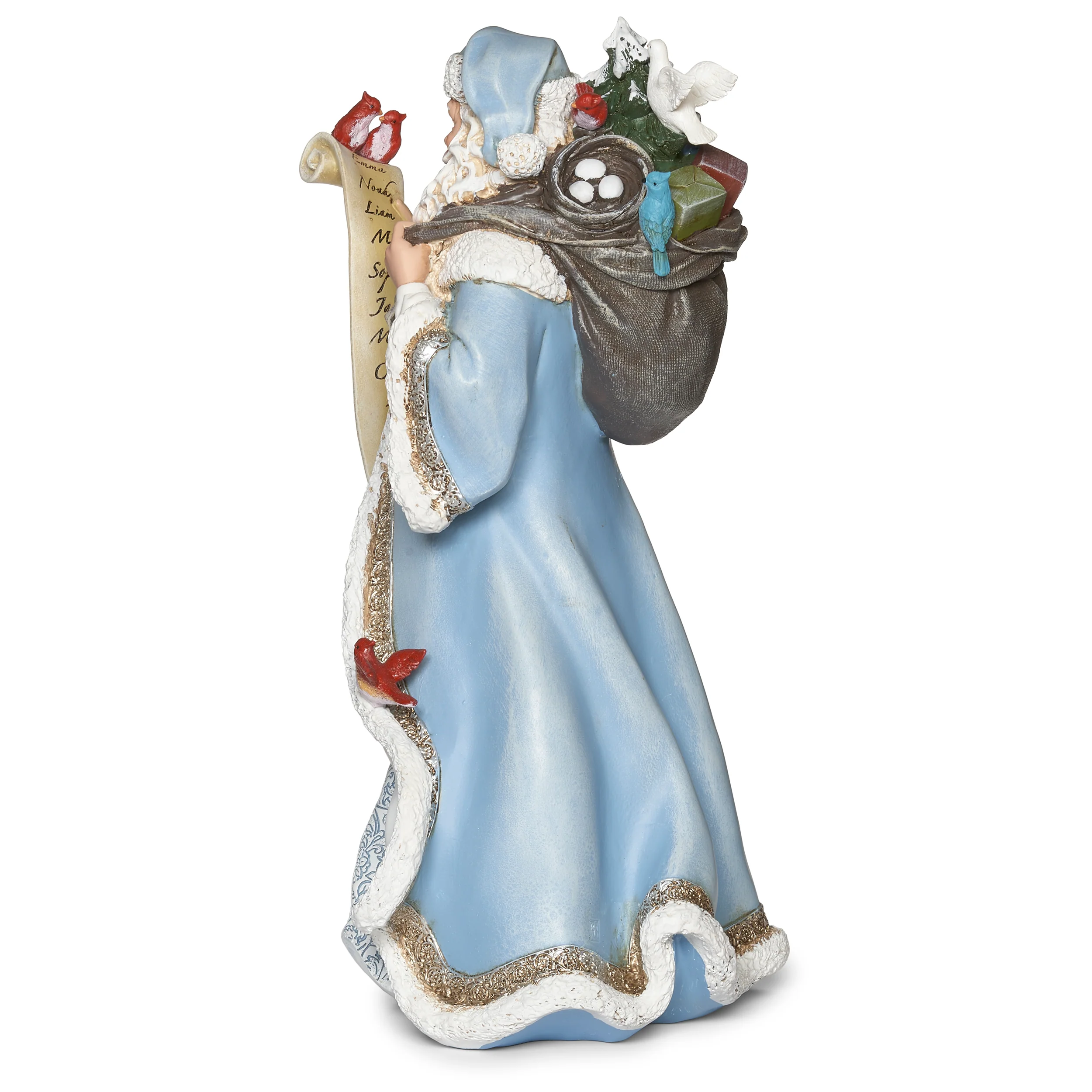 Joseph's Studio Santa in Blue Coat with Feathered Friends Figure - Image 4