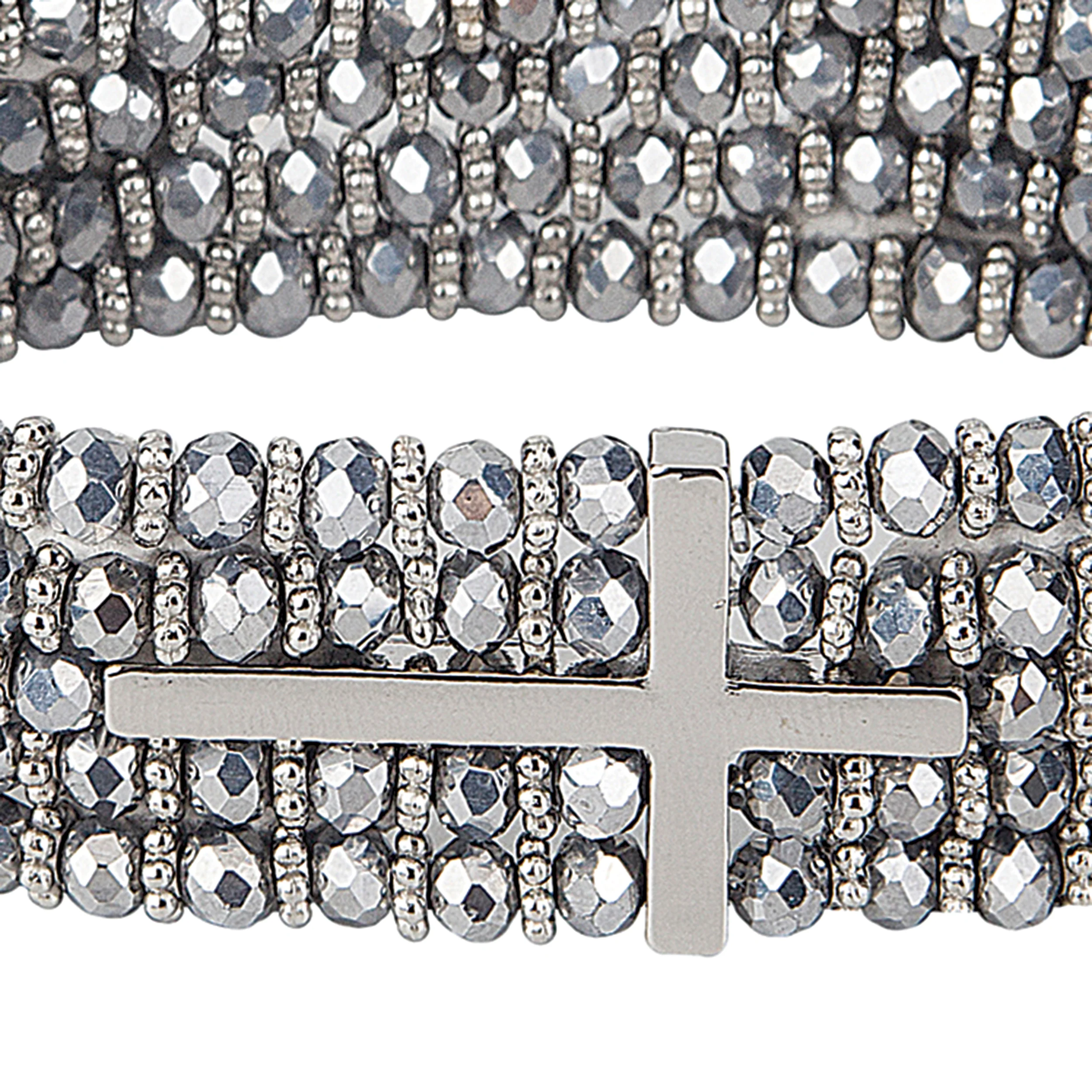 Alexa's Angels Silver Crystal Side Cross Bracelet - Image 4