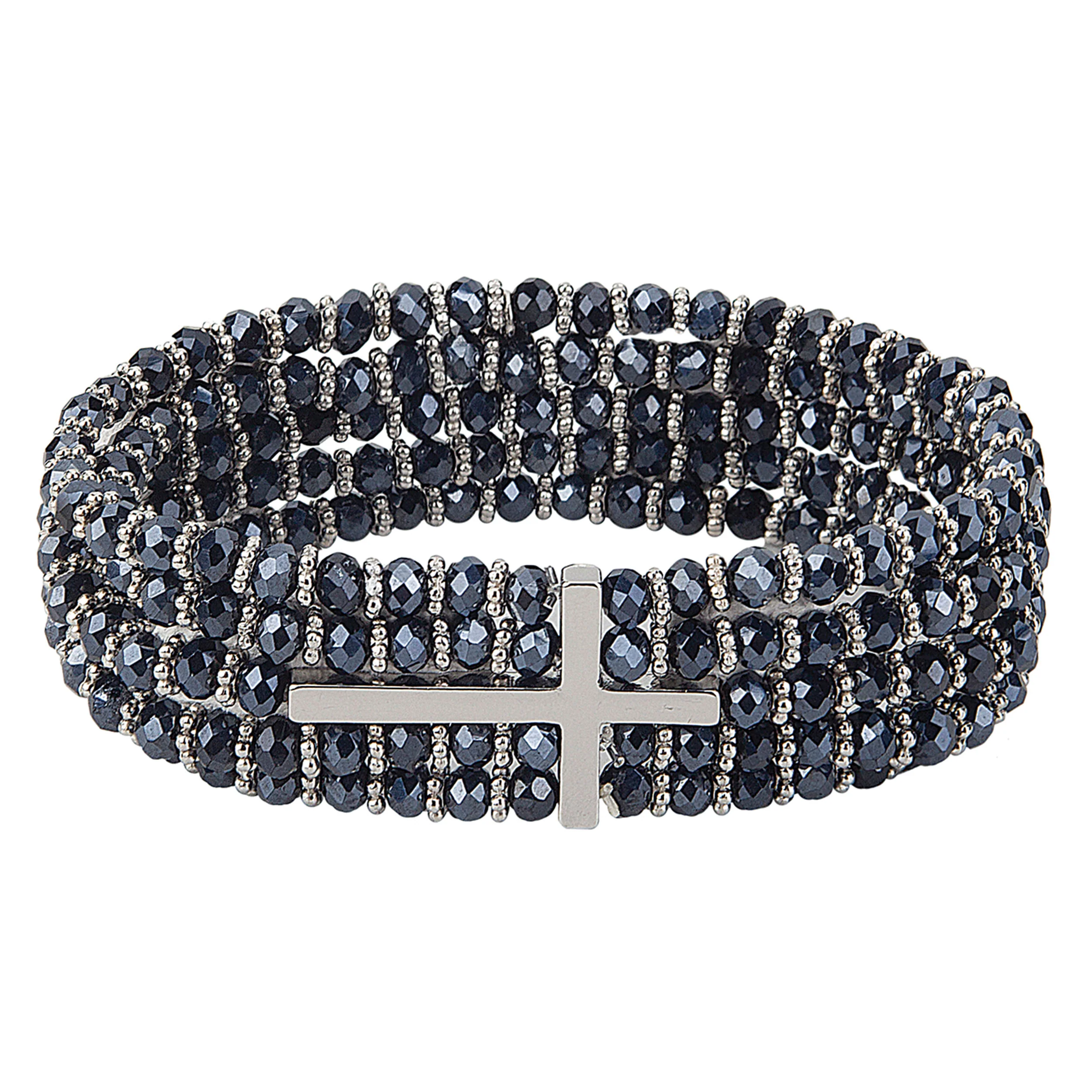 Alexa's Angels Silver Crystal Side Cross Bracelet - Image 5