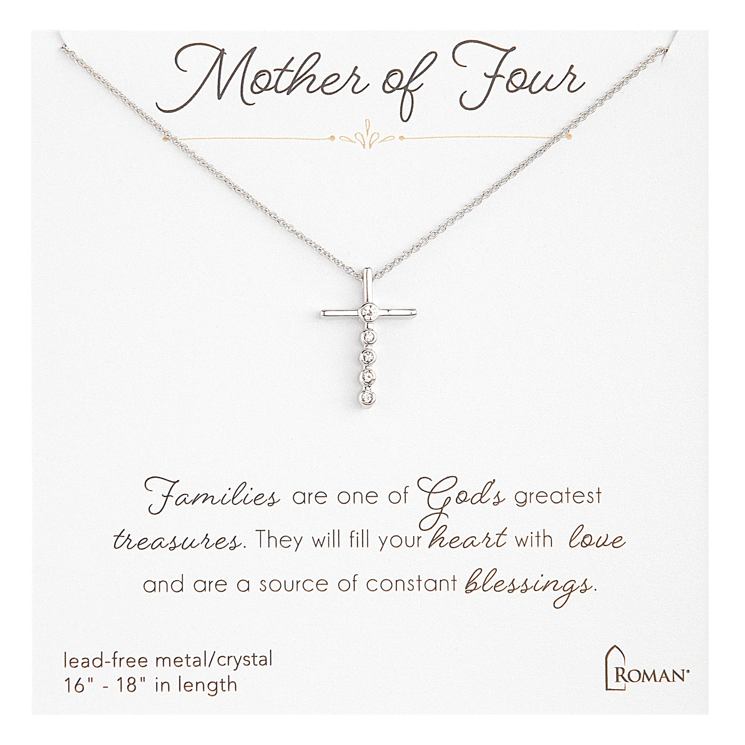 "Mother of" Silver Cross Pendent Necklace - Image 4