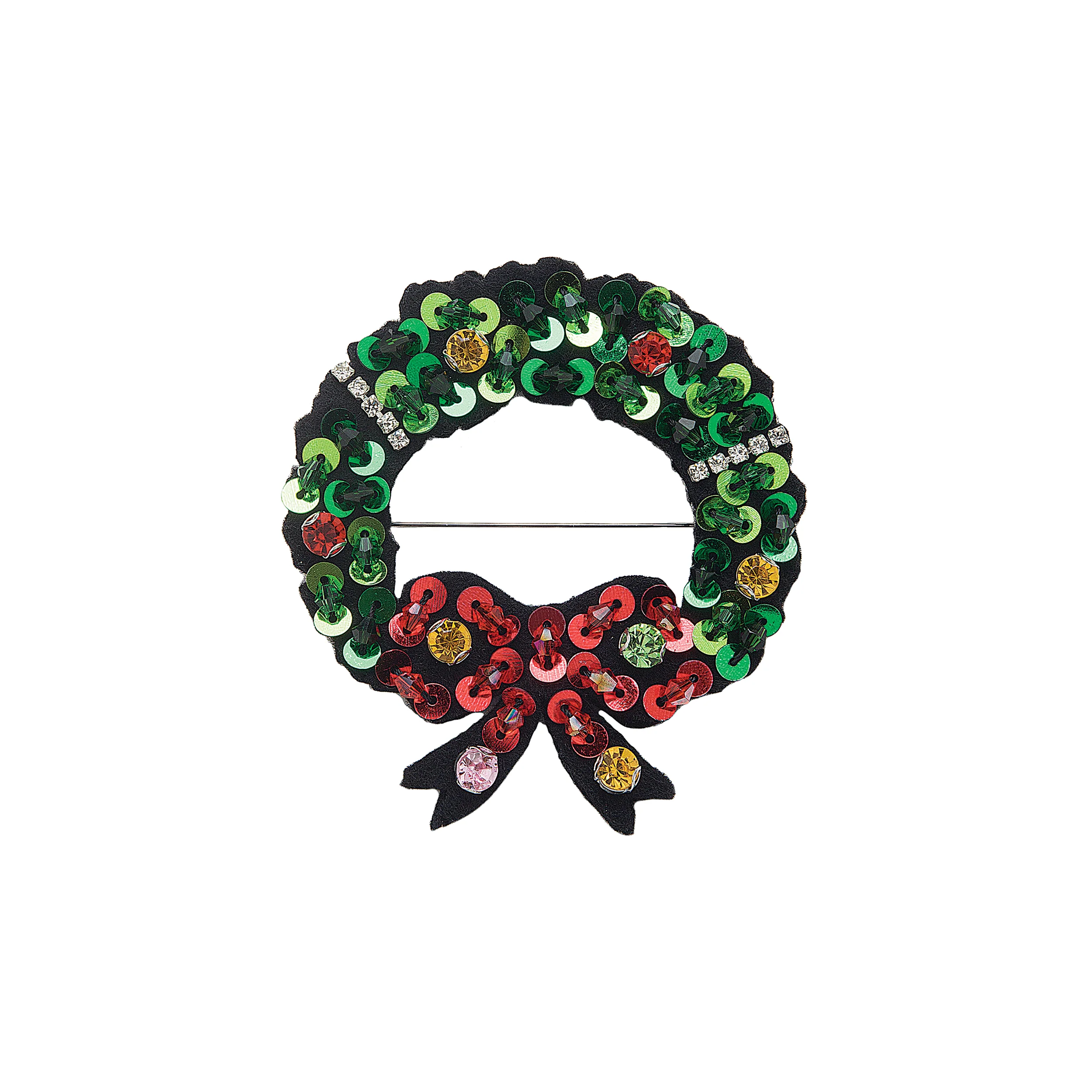 Sparkling Sequin Christmas Wreath Pin - Image 2