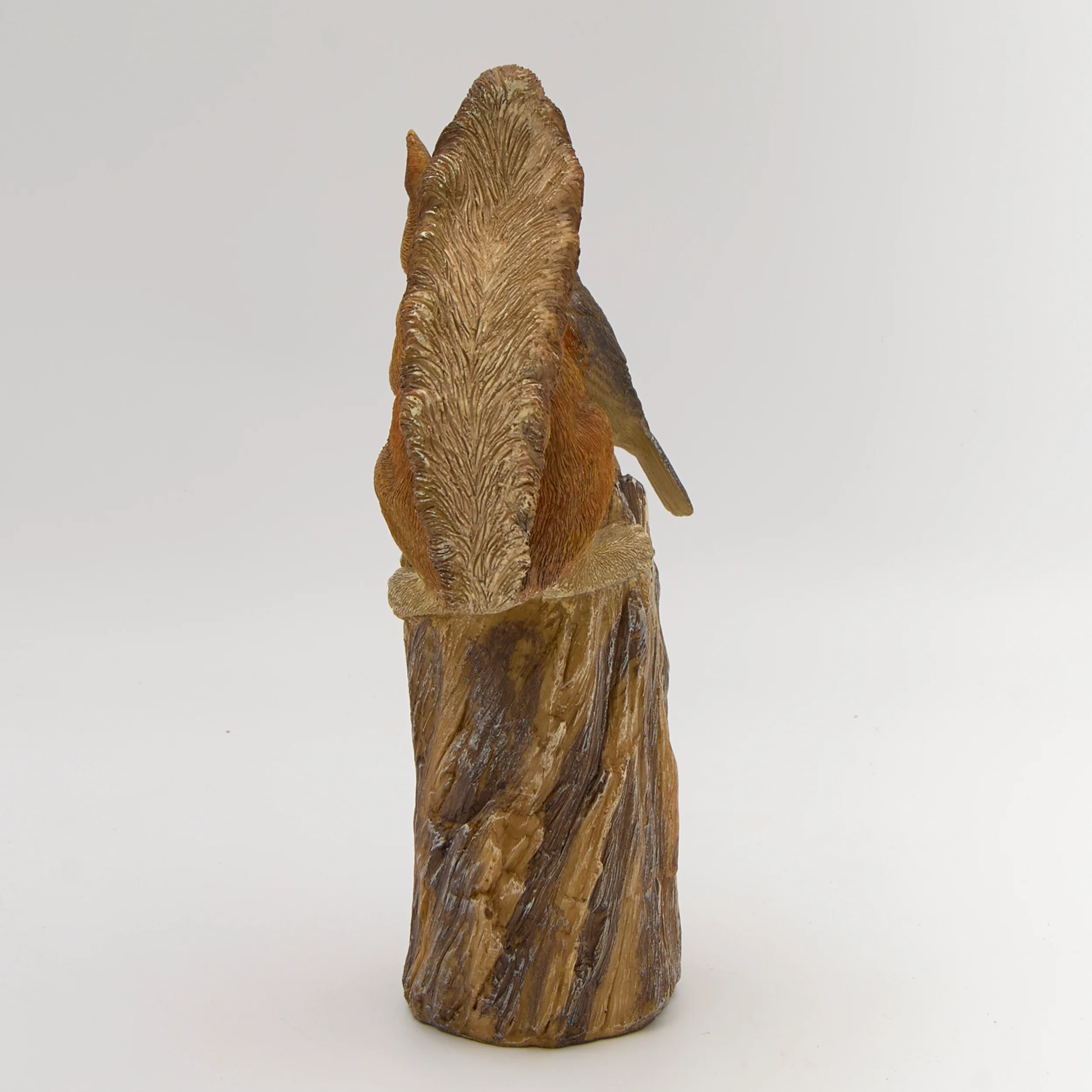 Squirrel & Bird on Tree Stump Garden Statue - Image 3