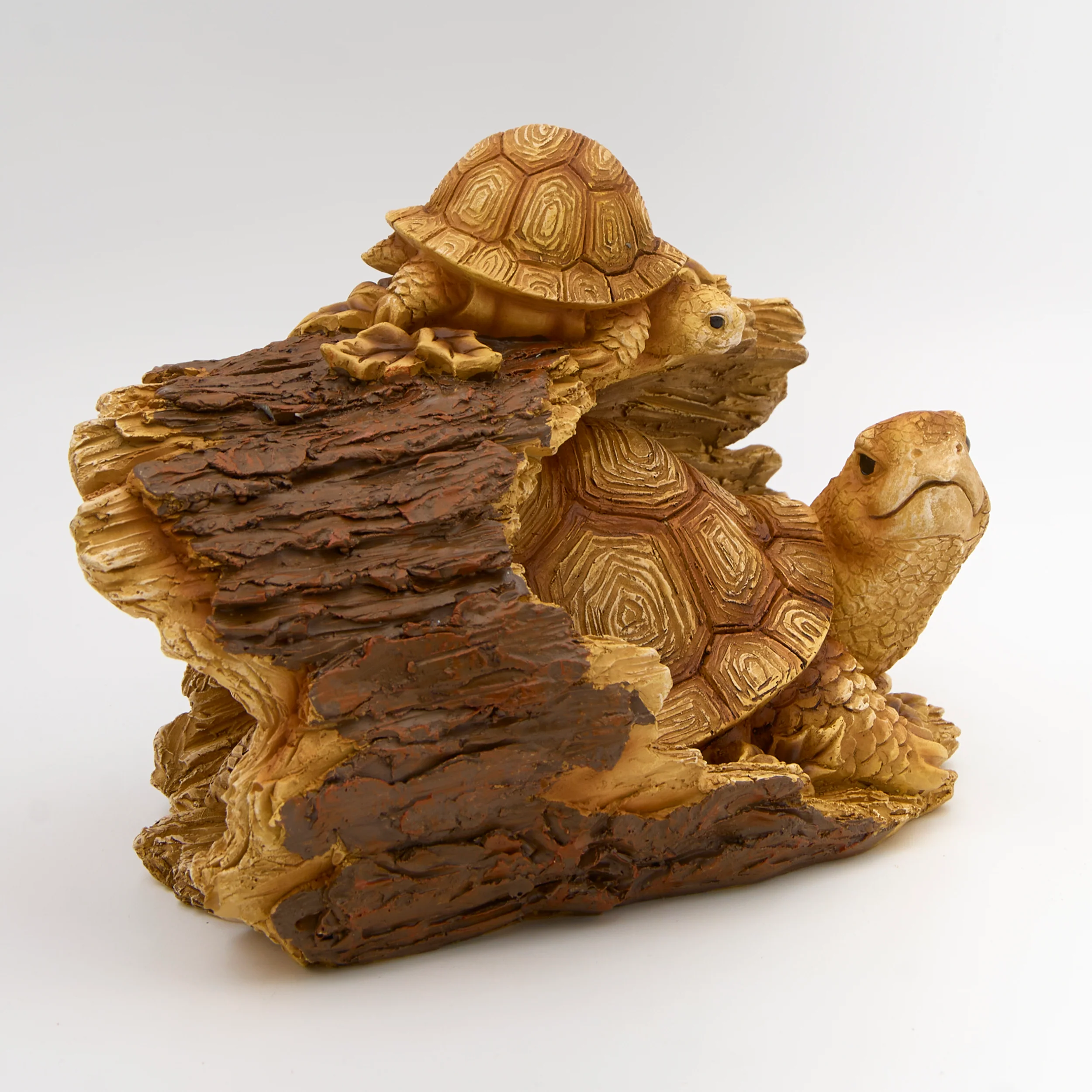 Turtle Family in Tree Trunk Garden Statue - Timber Tails Collection - Image 2