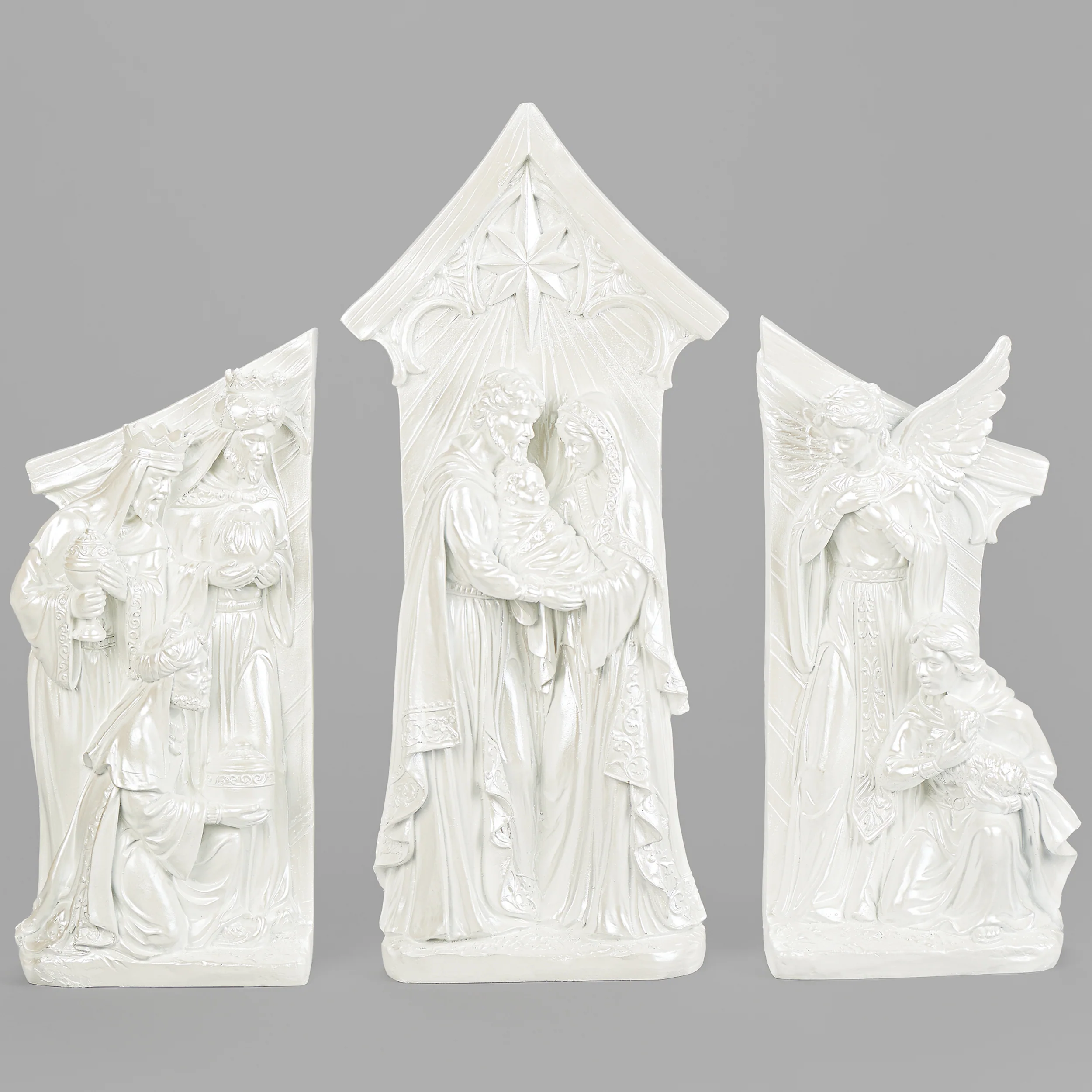 White Pearlized Nativity Set